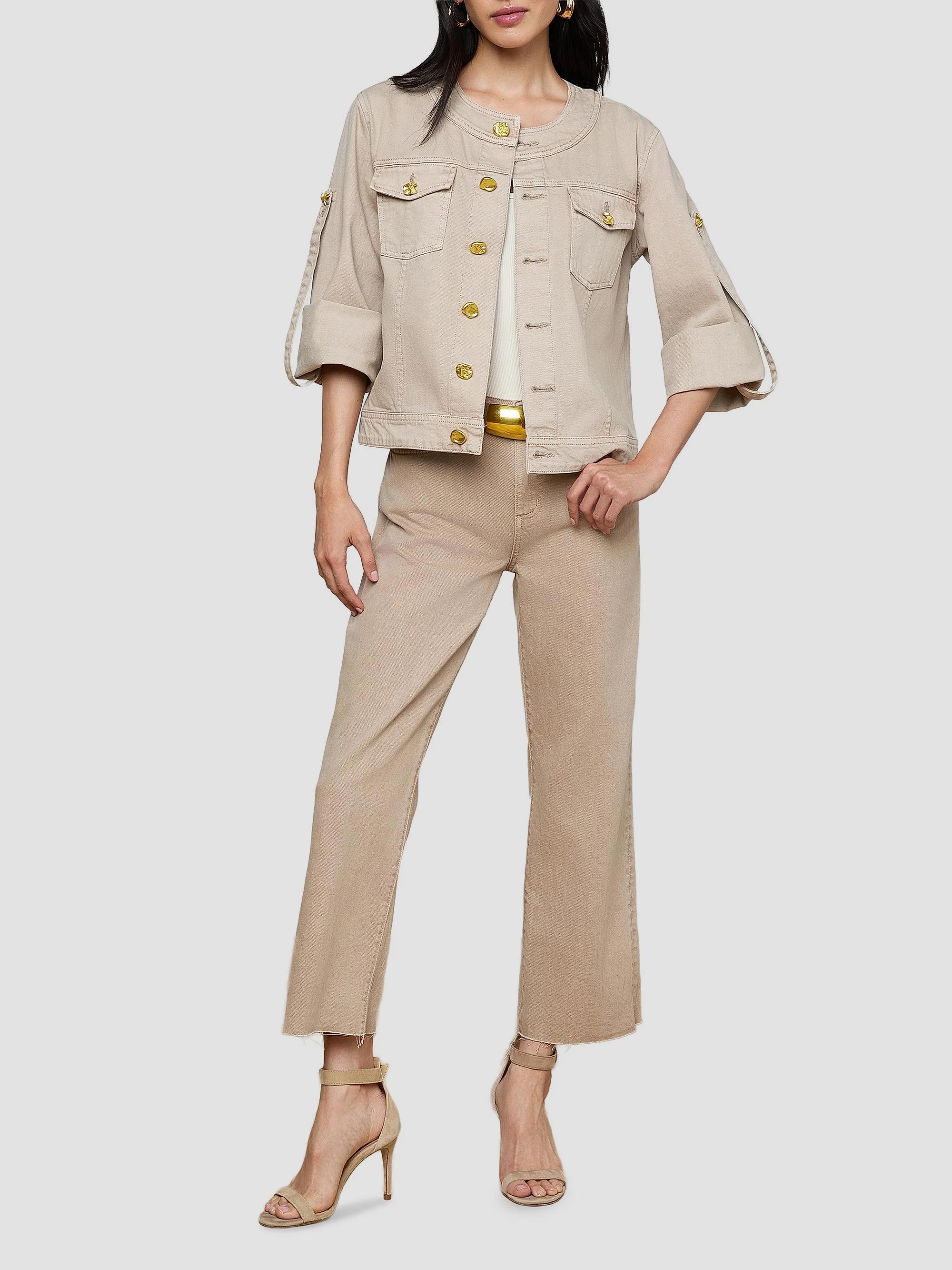 L'AGENCE Anouk Collarless Denim Jacket | Saks Fifth Avenue
