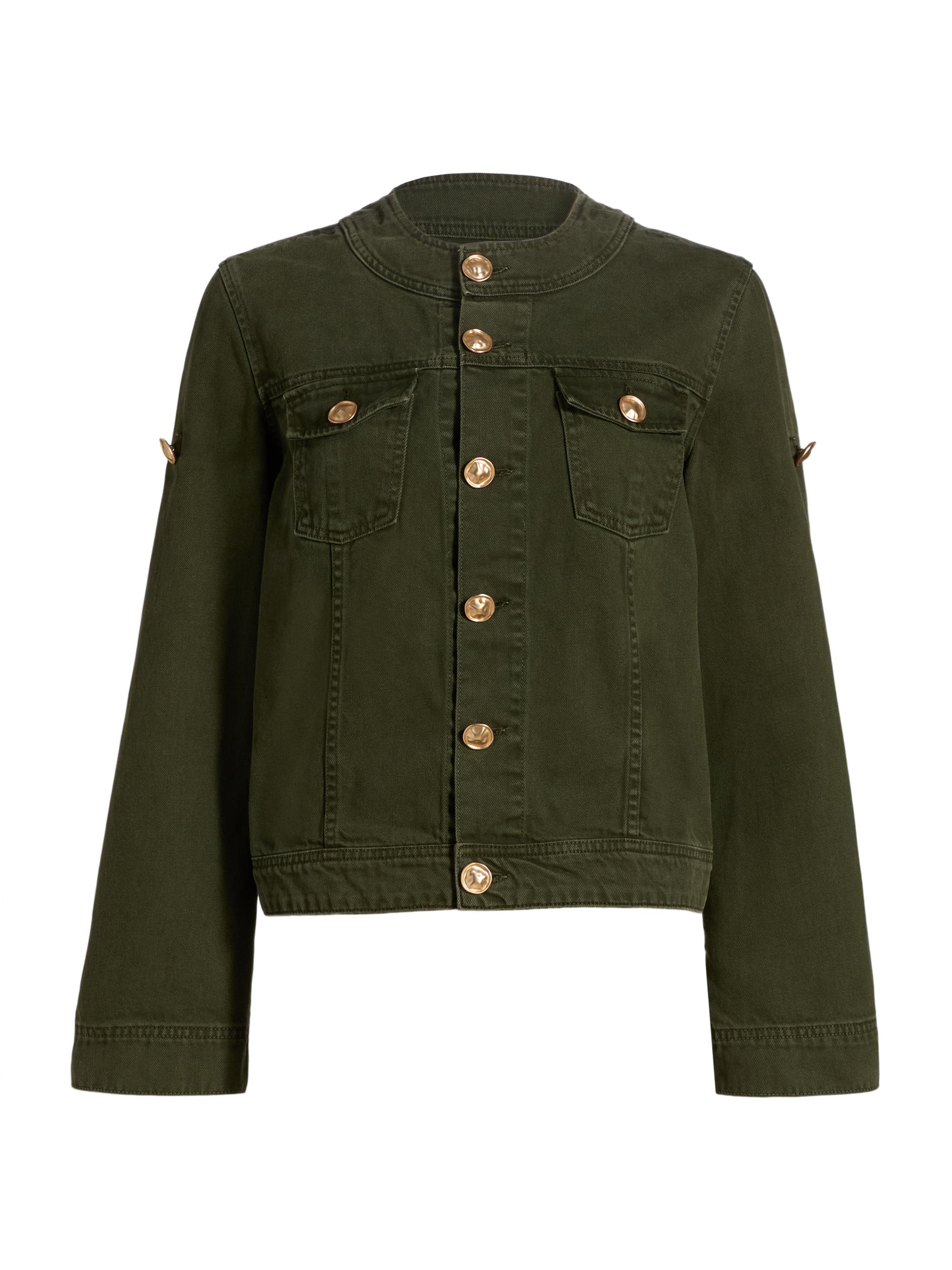 L'AGENCE Yari Denim Collarless Jacket | Saks Fifth Avenue