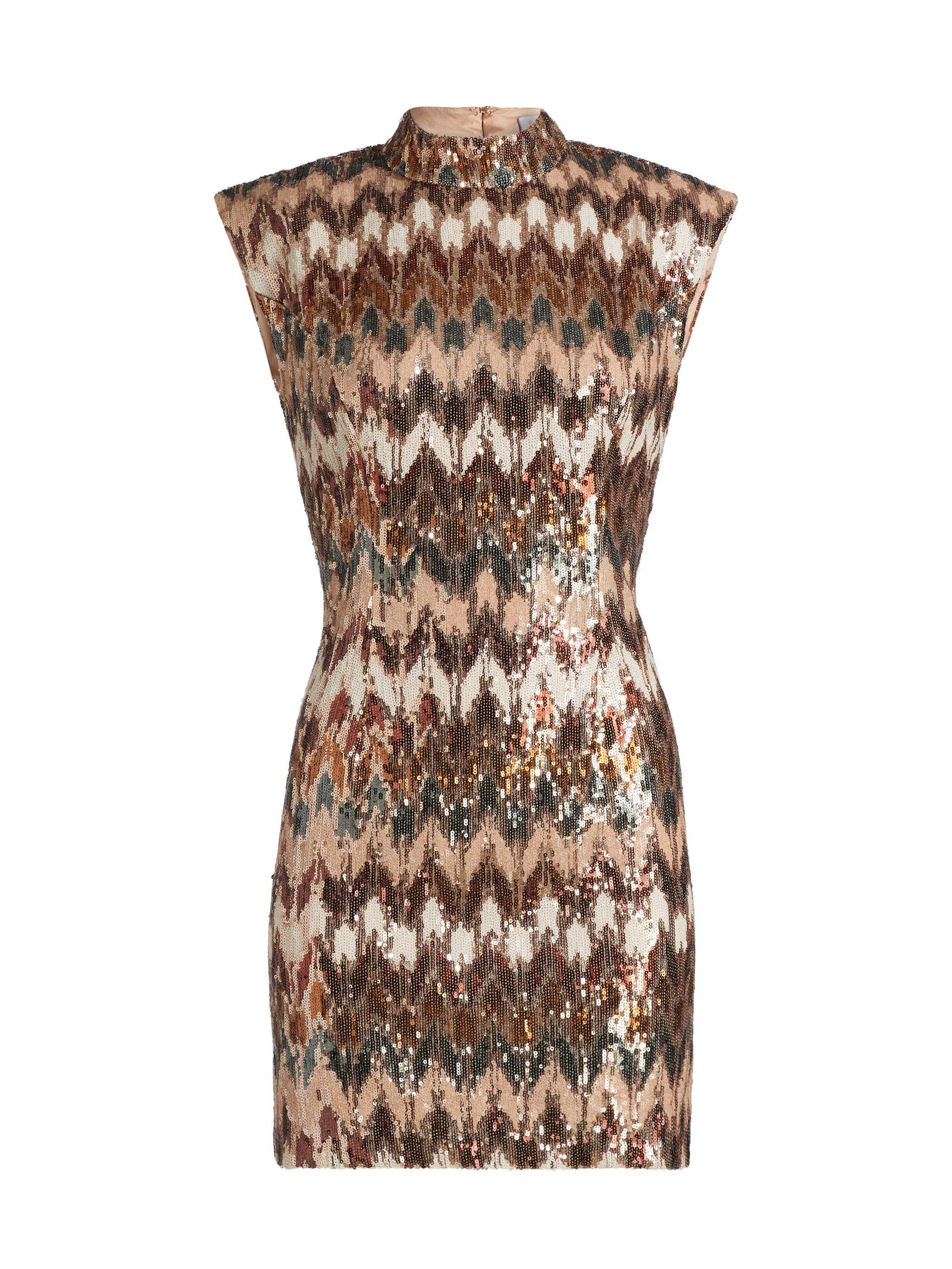 Ramy Brook Women's Caden Sequined Chevron Minidress - Light Champagne Combo