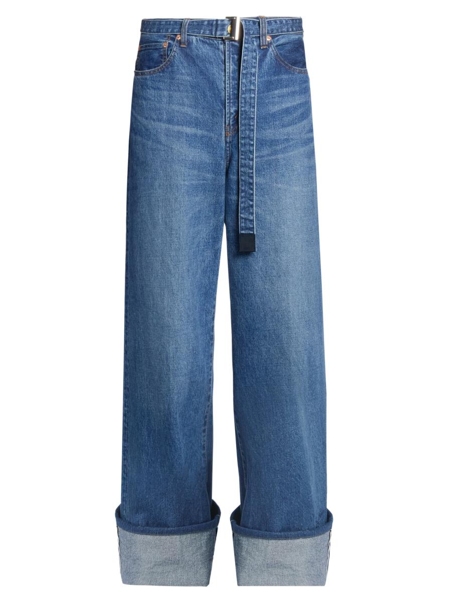 Sacai Men's Levi's X  Belted Wide-leg Jeans In Blue