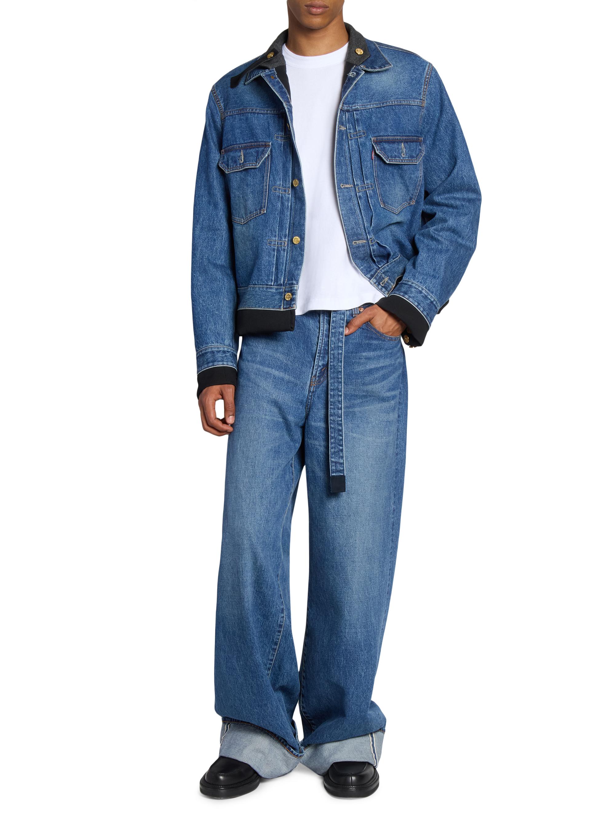 sacai LEVI’S Denim Matelasse Twill size4 Sacai Levi's x Sacai Belted Wide-Leg Jeans | Saks Fifth Avenue