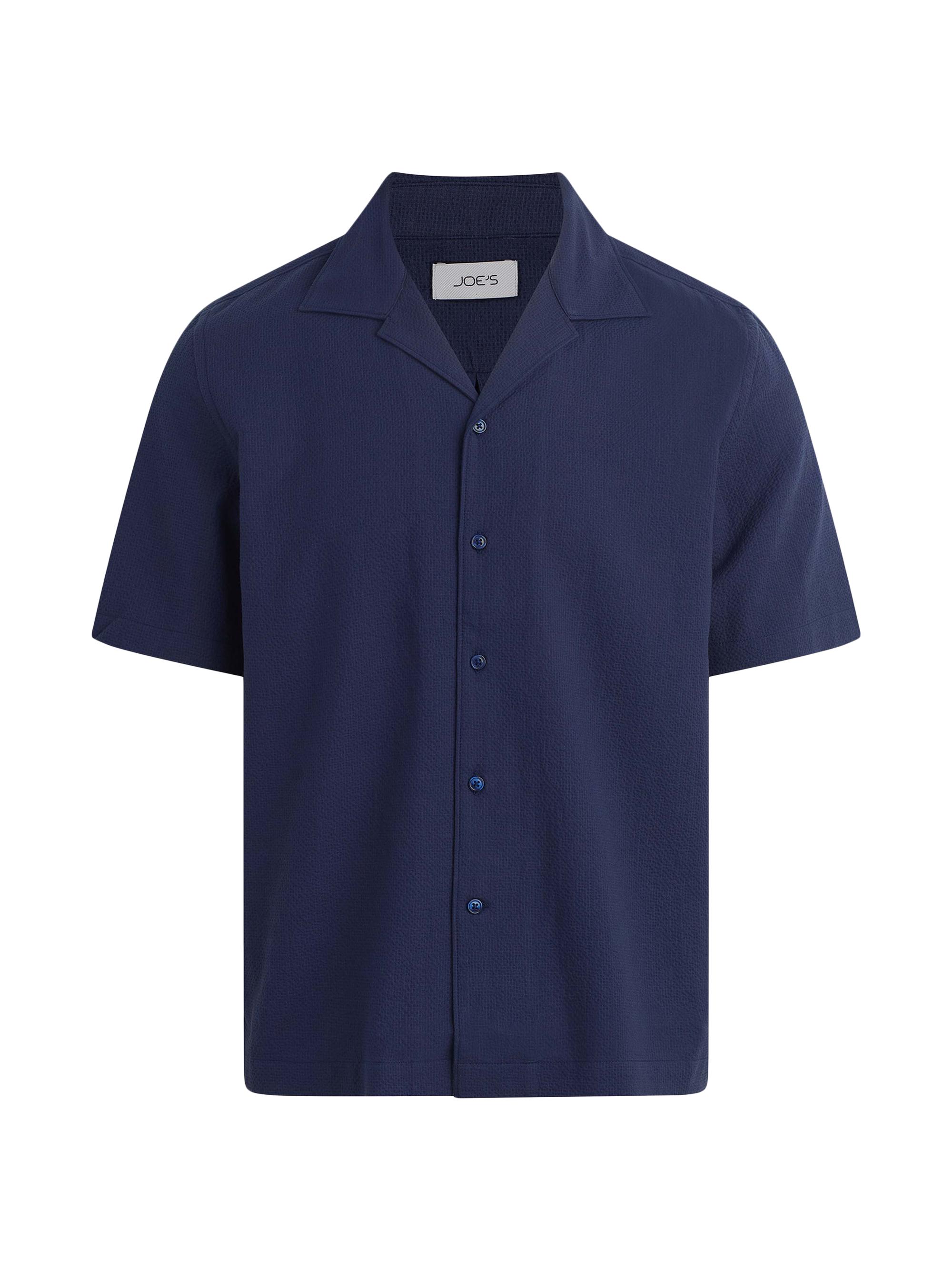 Joe's Jeans Men's Seersucker Camp Short-Sleeve Shirt - True Navy