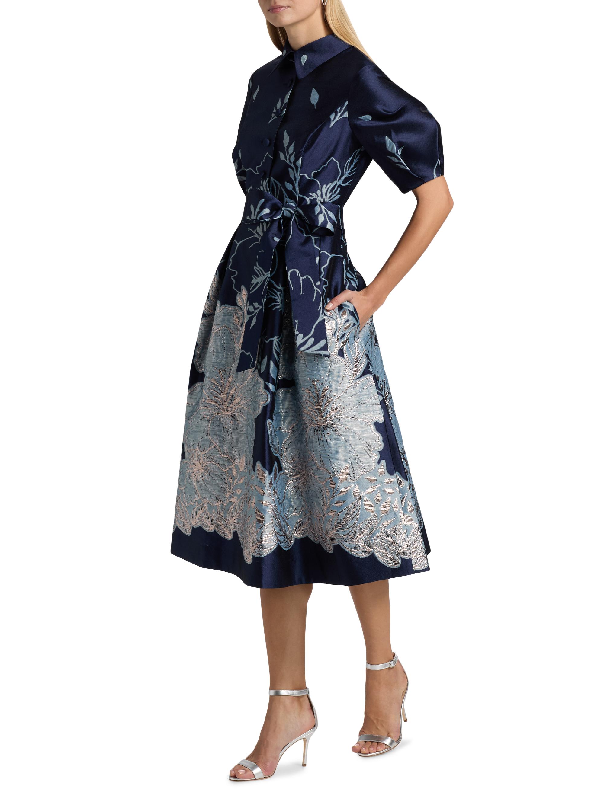 metallic jacquard fit & flare dress CeCe Metallic Jacquard Fit & Flare Dress – DGFOutlet main image 1