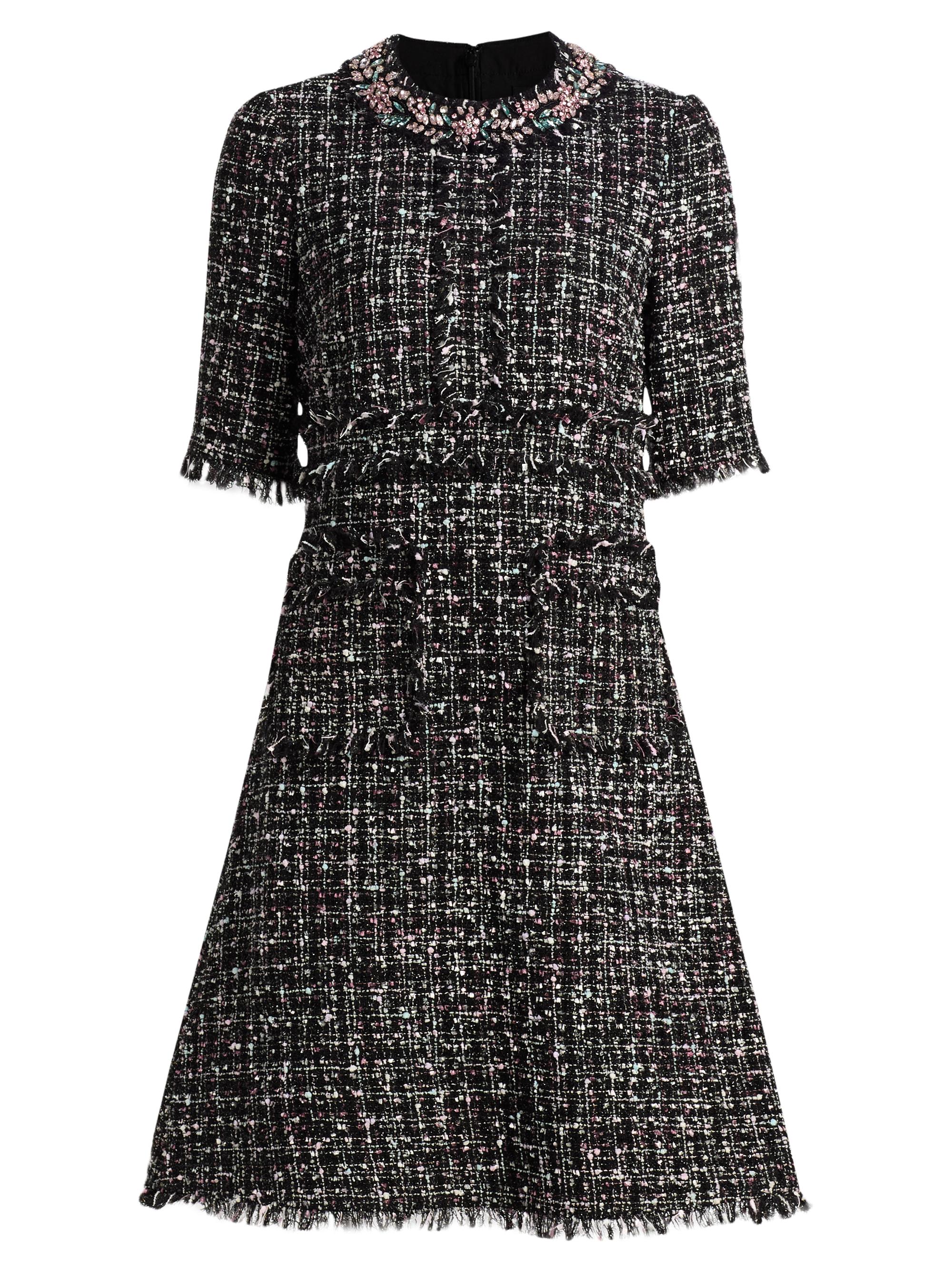 Teri Jon by Rickie Freeman Women's Embellished Tweed Fit & Flare Minidress - Black Multi