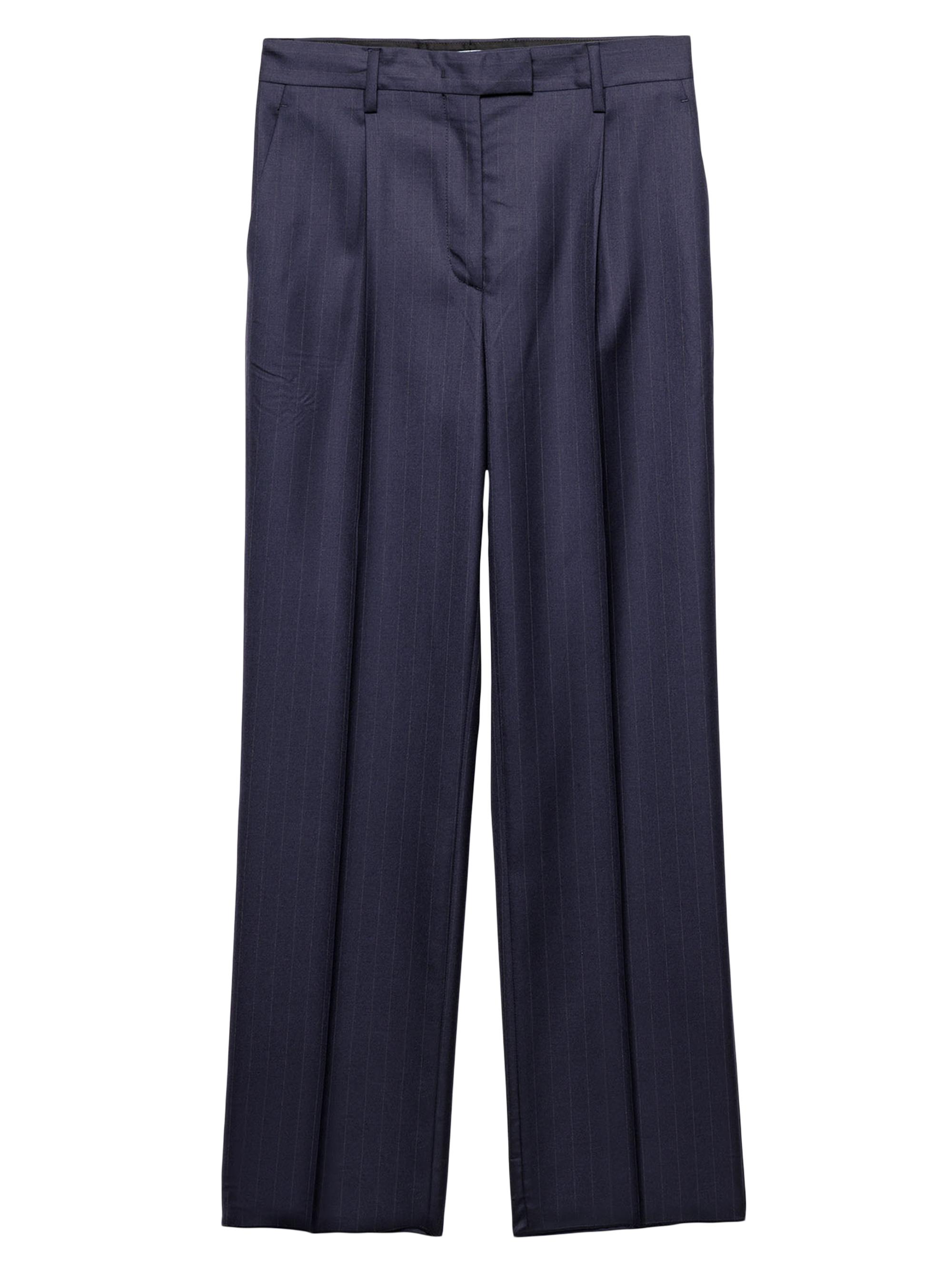 Prada Women's Wool Pinstripe Pants - Blue