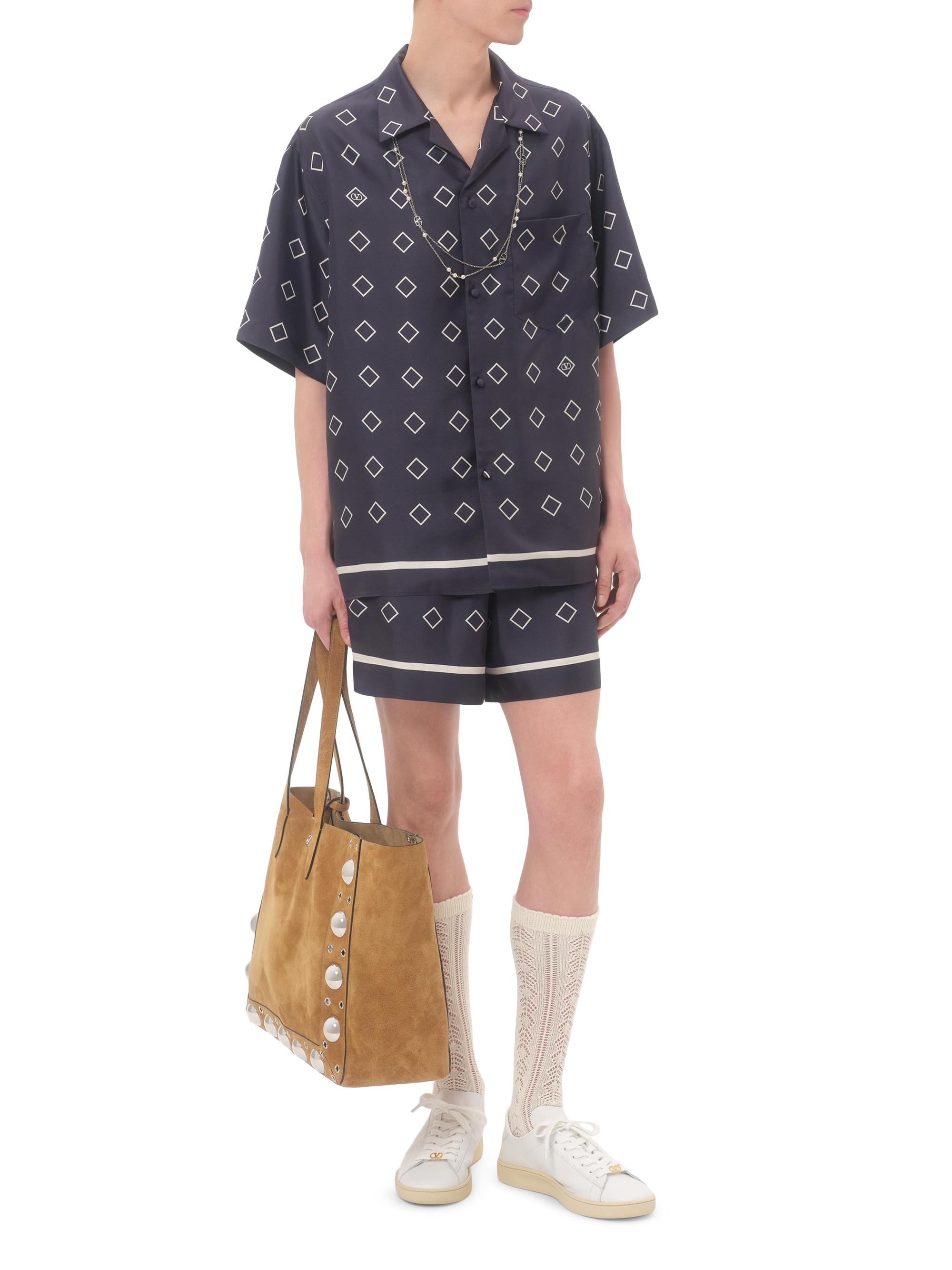 Valentino Garavani Silk Twill Bowling Shirt with Opticool Print