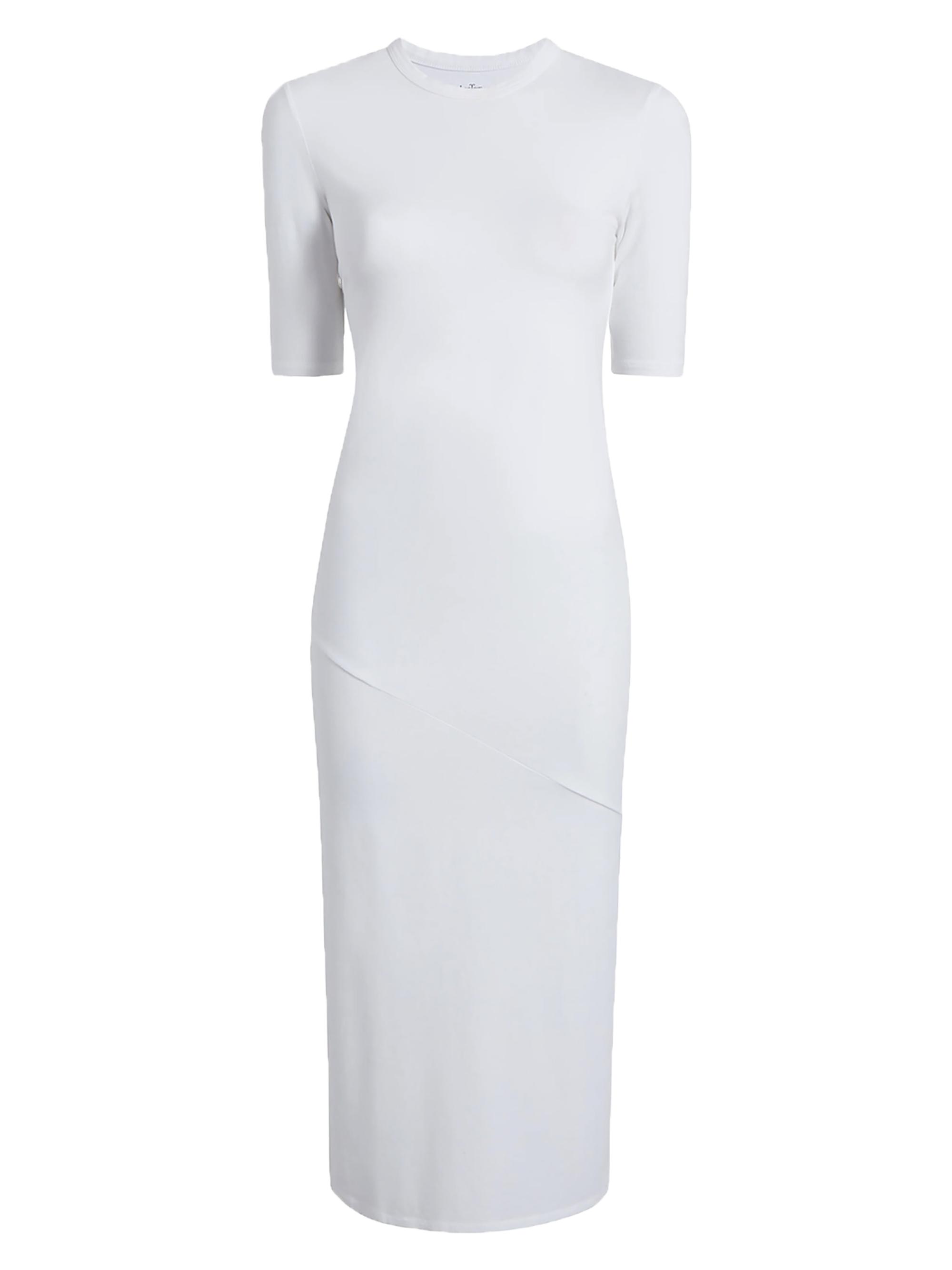 Another Tomorrow Women's Elbow Sleeve Dress - White
