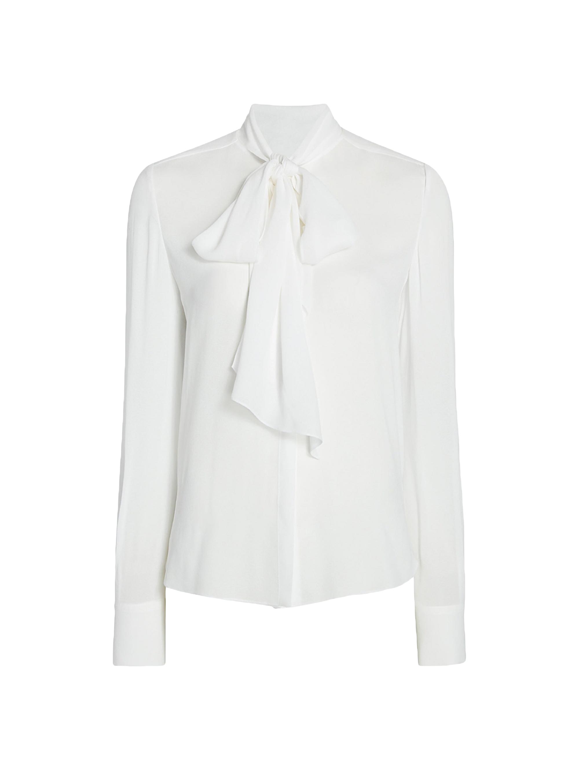 Another Tomorrow Women's Bow Blouse - White