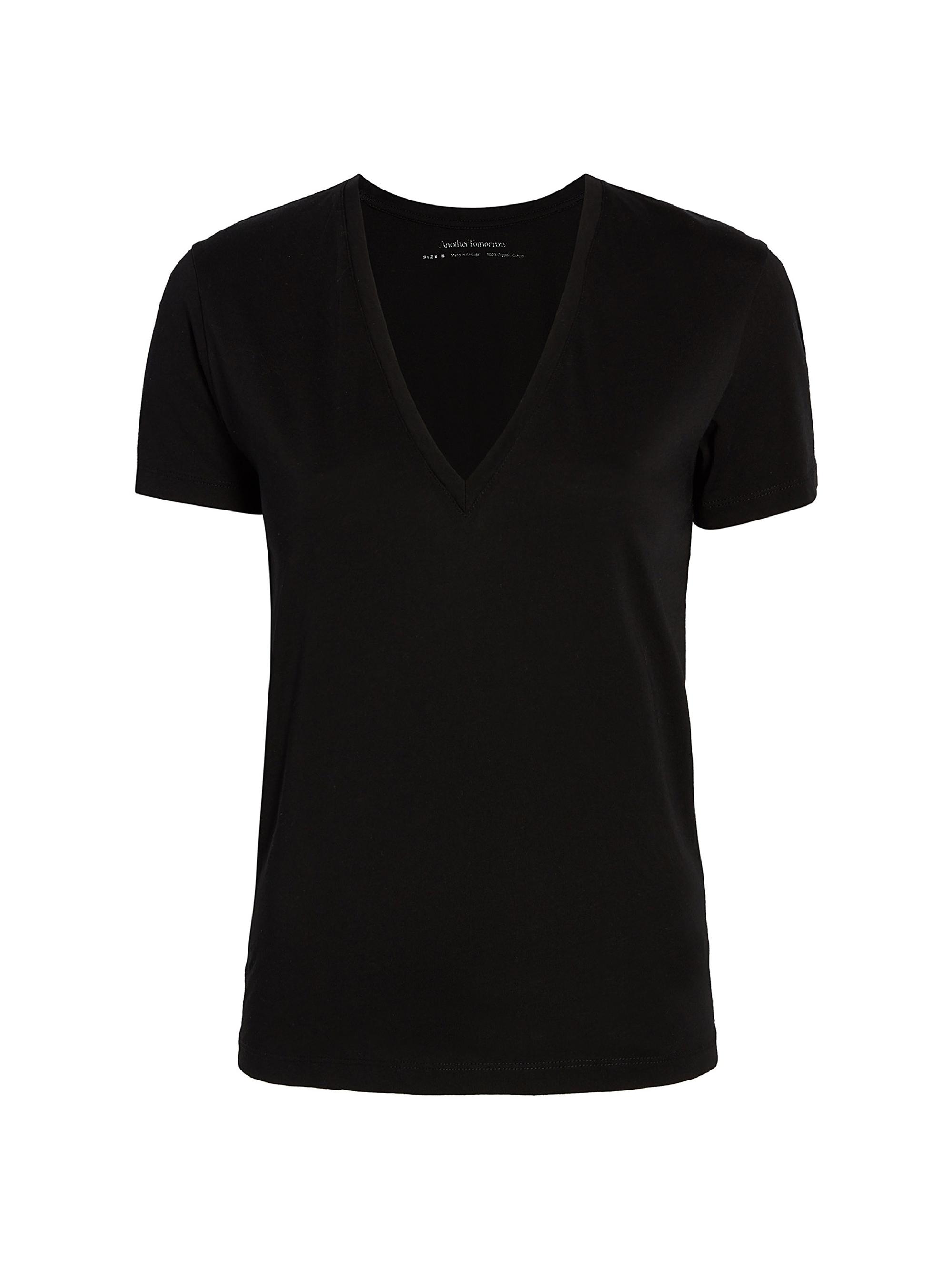 Another Tomorrow Women's V-Neck Tee - Black