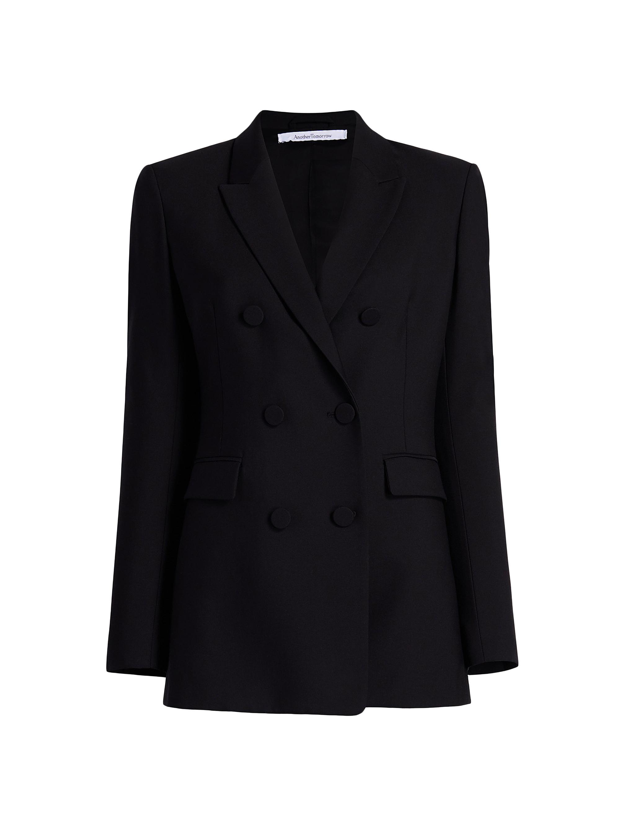 Another Tomorrow Women's Double Breasted Jacket - Black