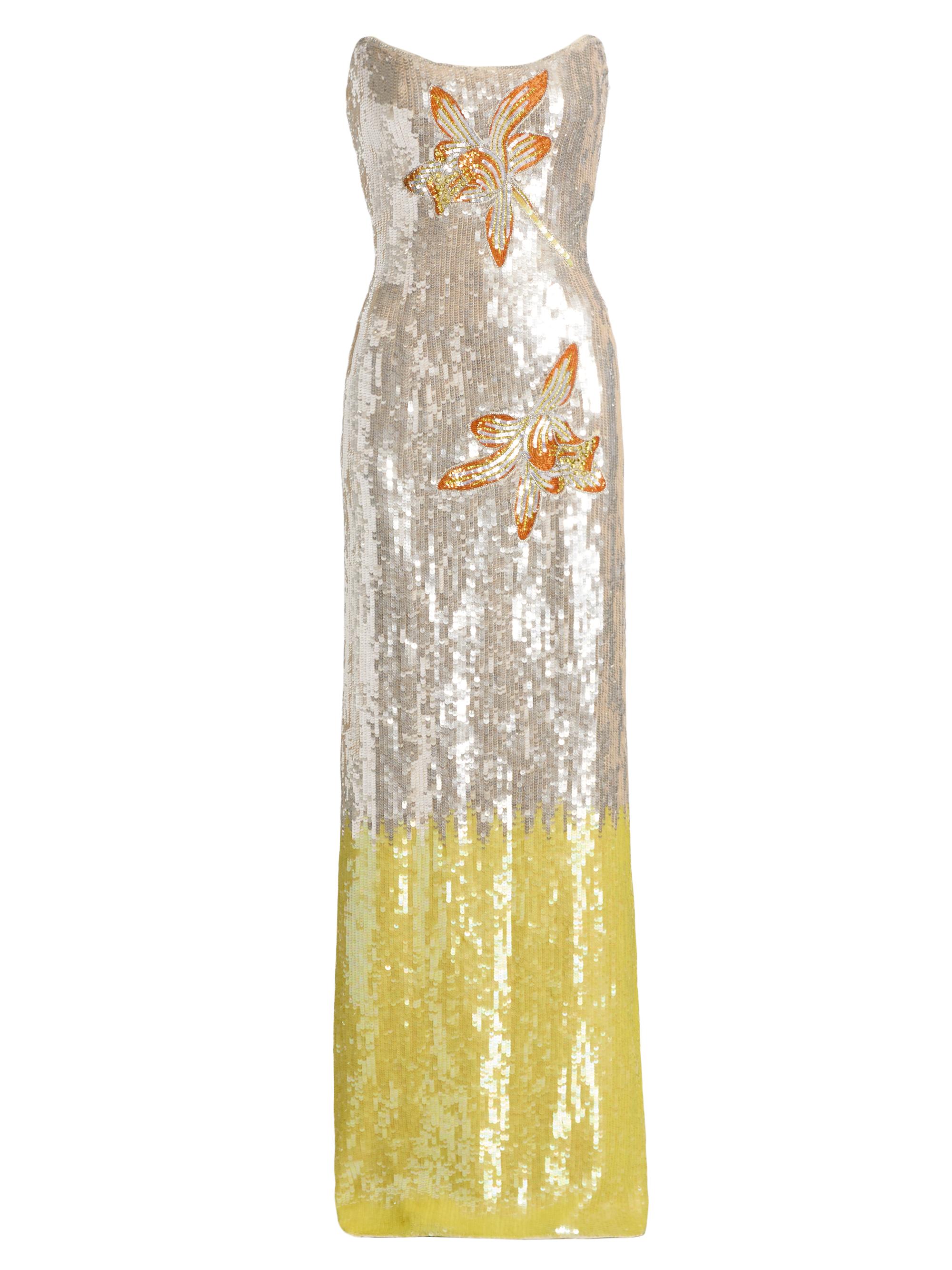 Markarian Women's Esperanza Sequined Column Gown - Saffron Flower Sequin