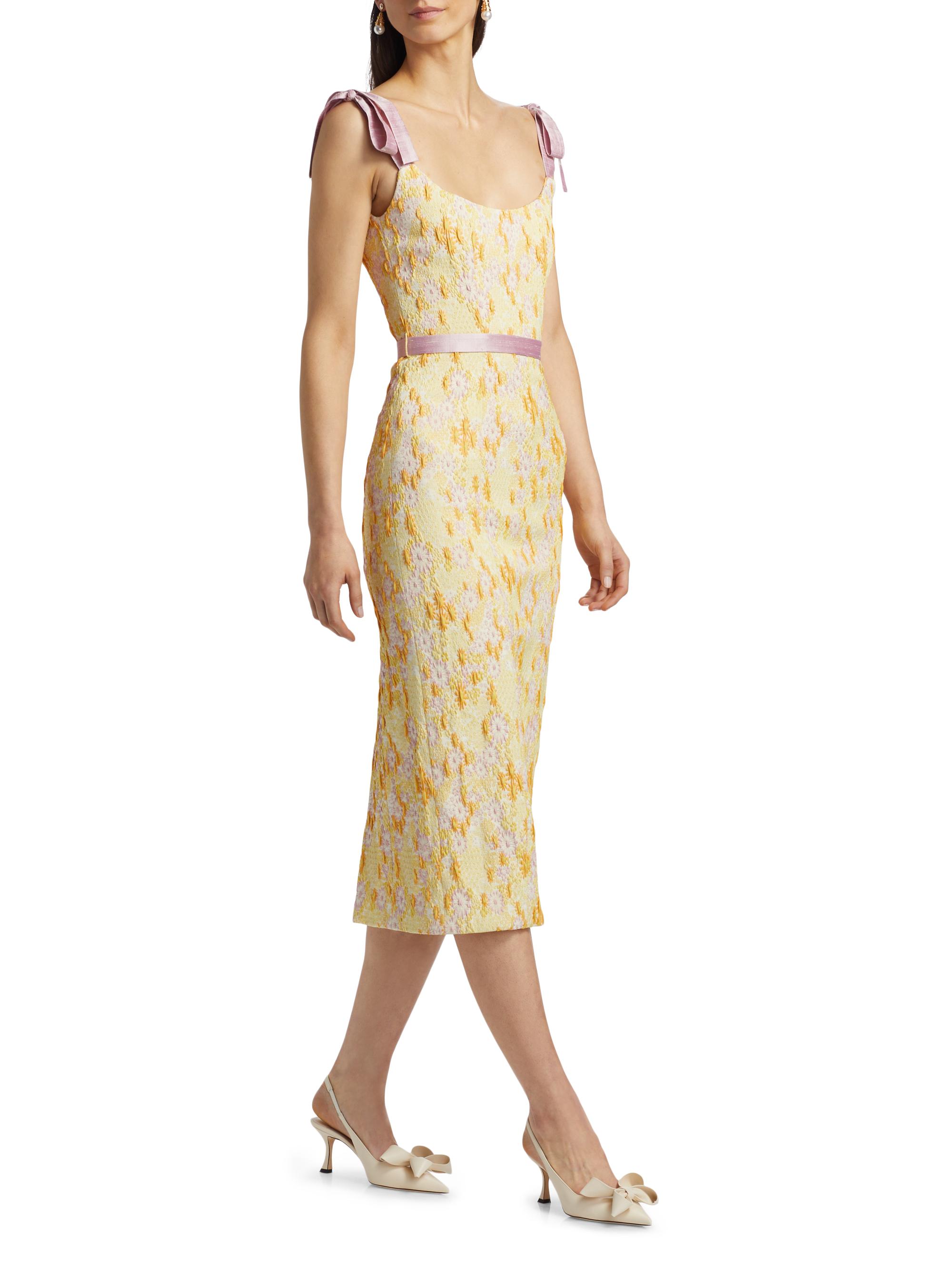 sachin and babi light blue dress Markarian Acacia Daisy Brocade Midi-Dress