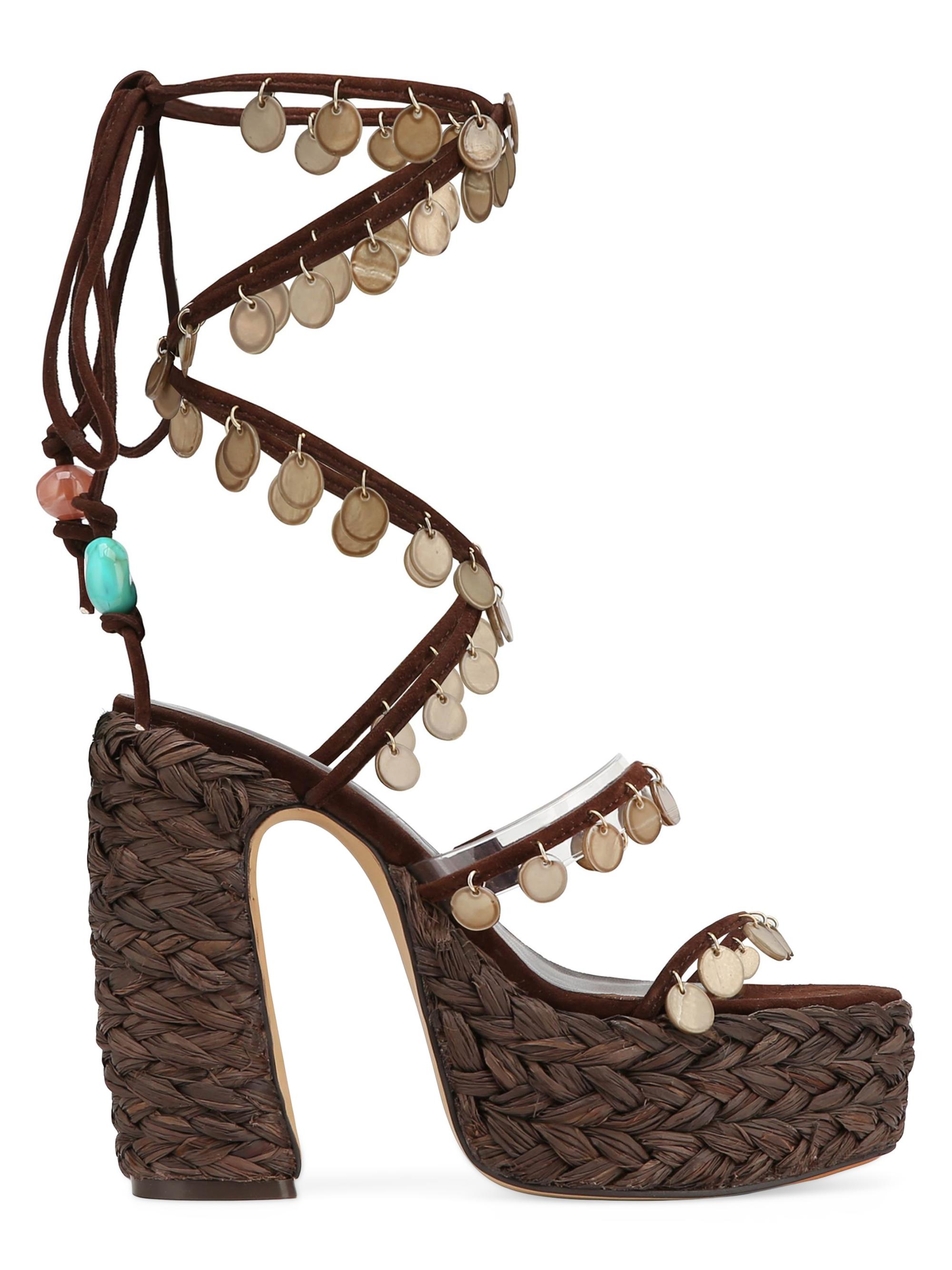 Naked Wolfe Women's Fantastic Raffia Heels - Brown