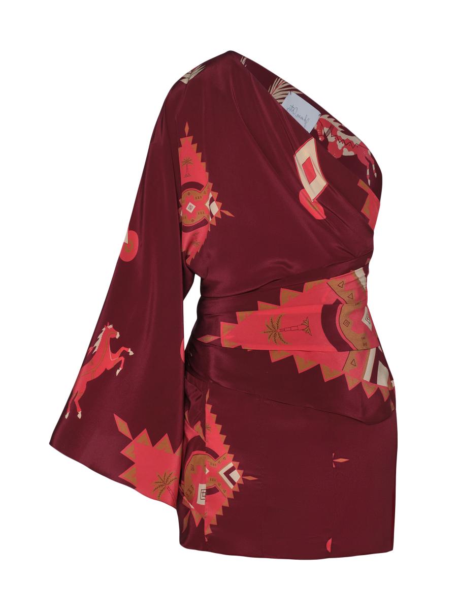 Johanna Ortiz Micaela Hidden Oasis Geometric Silk One-Shoulder
