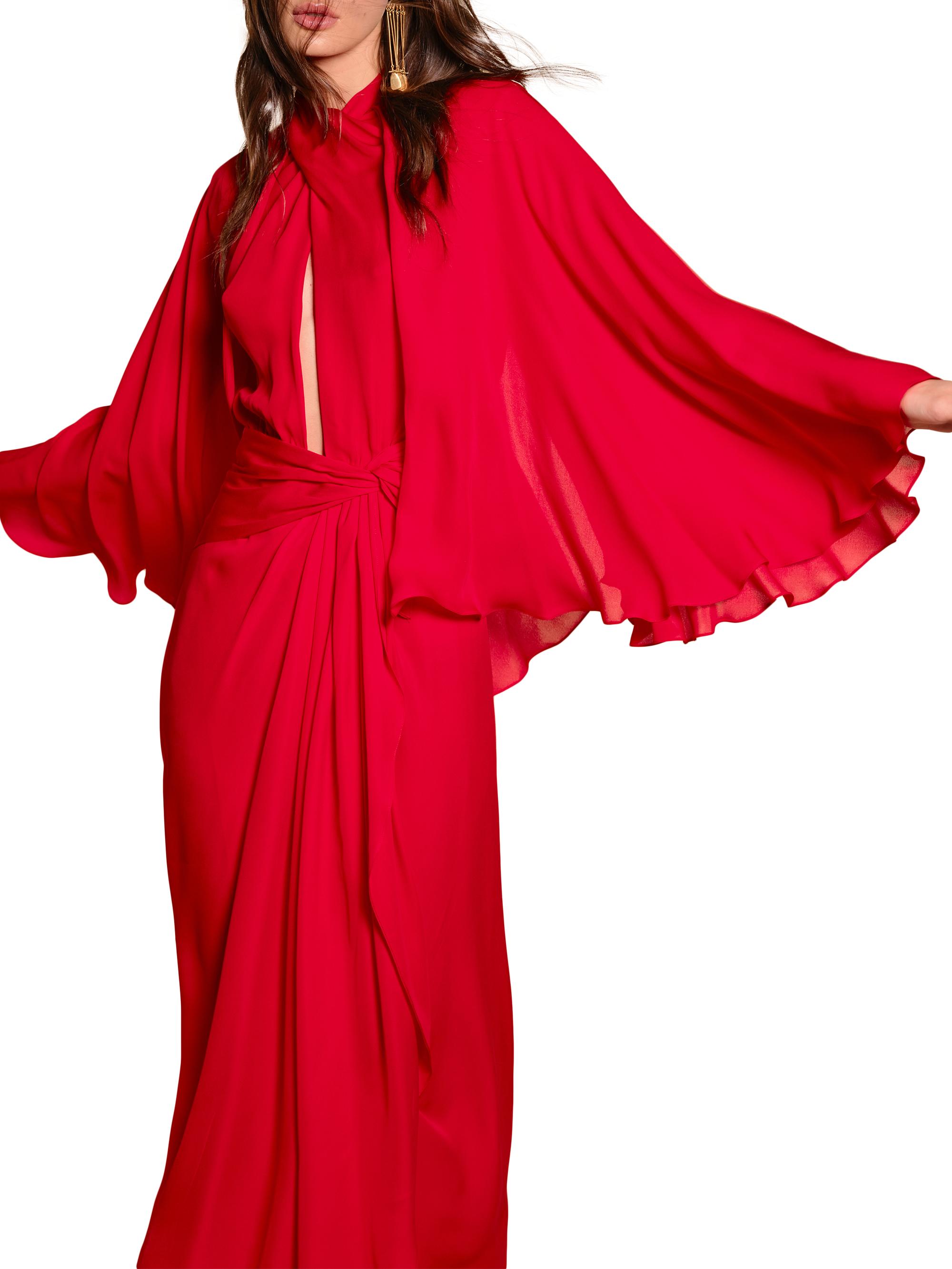 Johanna Ortiz Micaela Cape Town Silk Capelet Maxi Dress | Saks Fifth Avenue