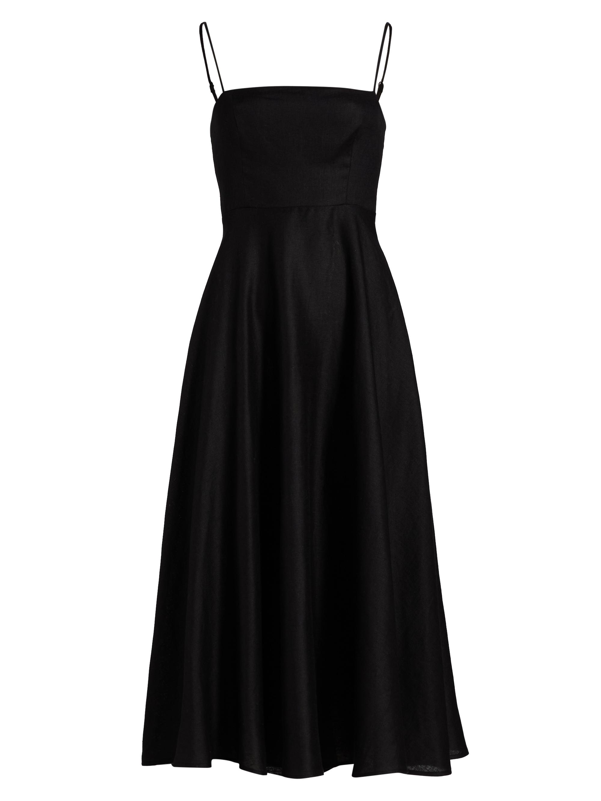 Reformation Women's Monette Linen Midi-Dress - Black