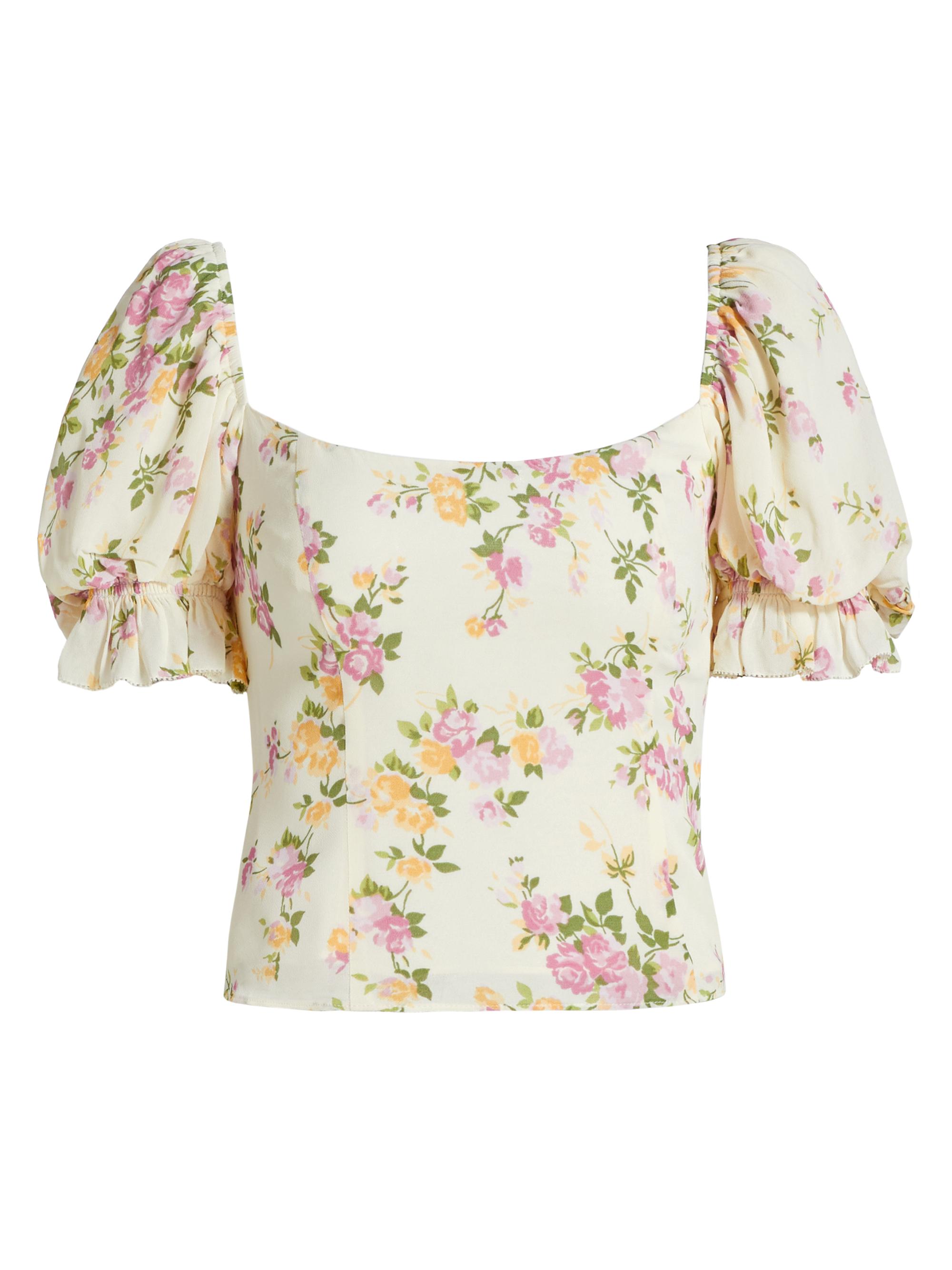 Reformation Women's Marin Floral Puff-Sleeve Top - Posy
