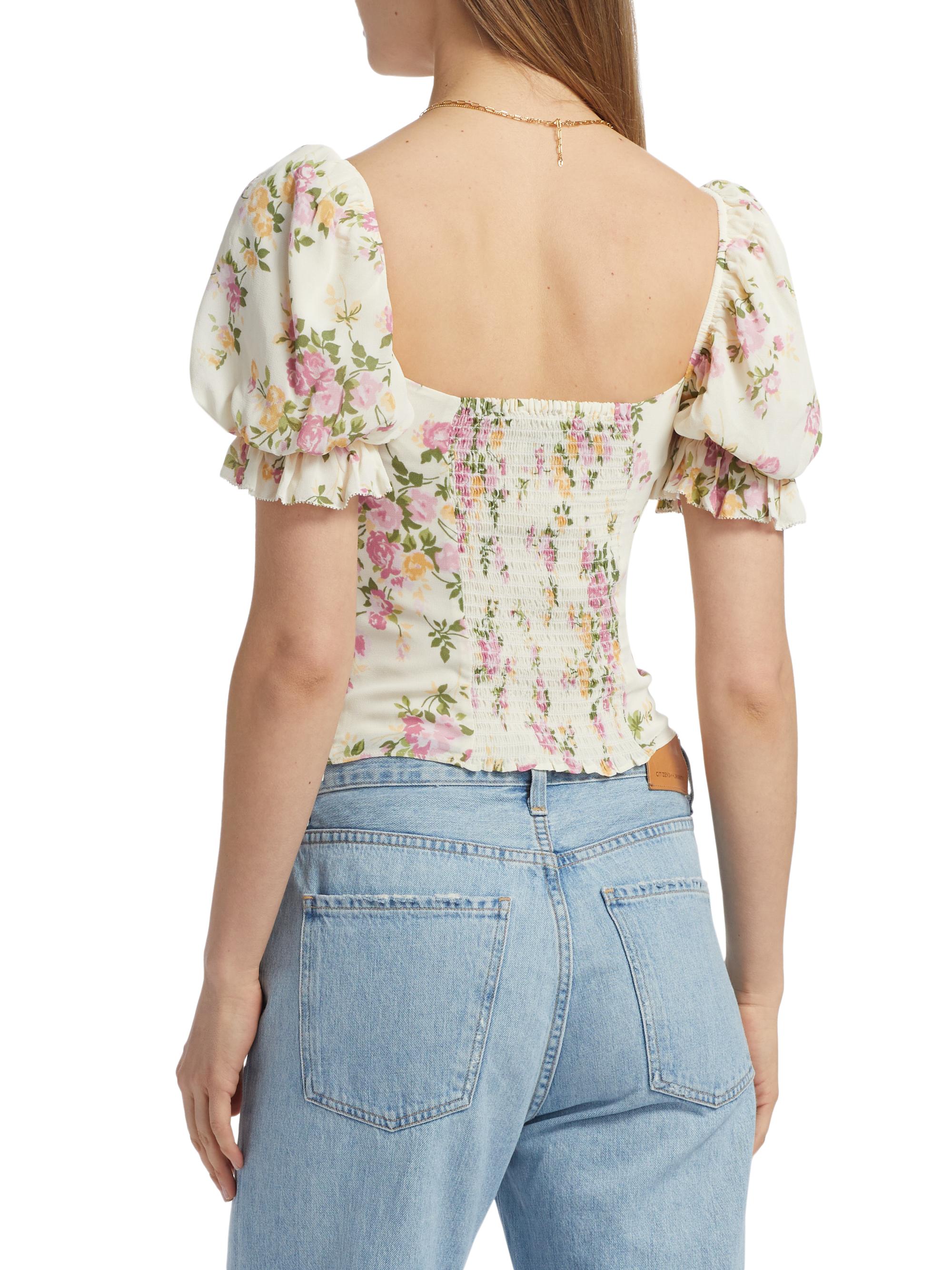 Reformation Marin Floral Puff-Sleeve Top | Saks Fifth Avenue