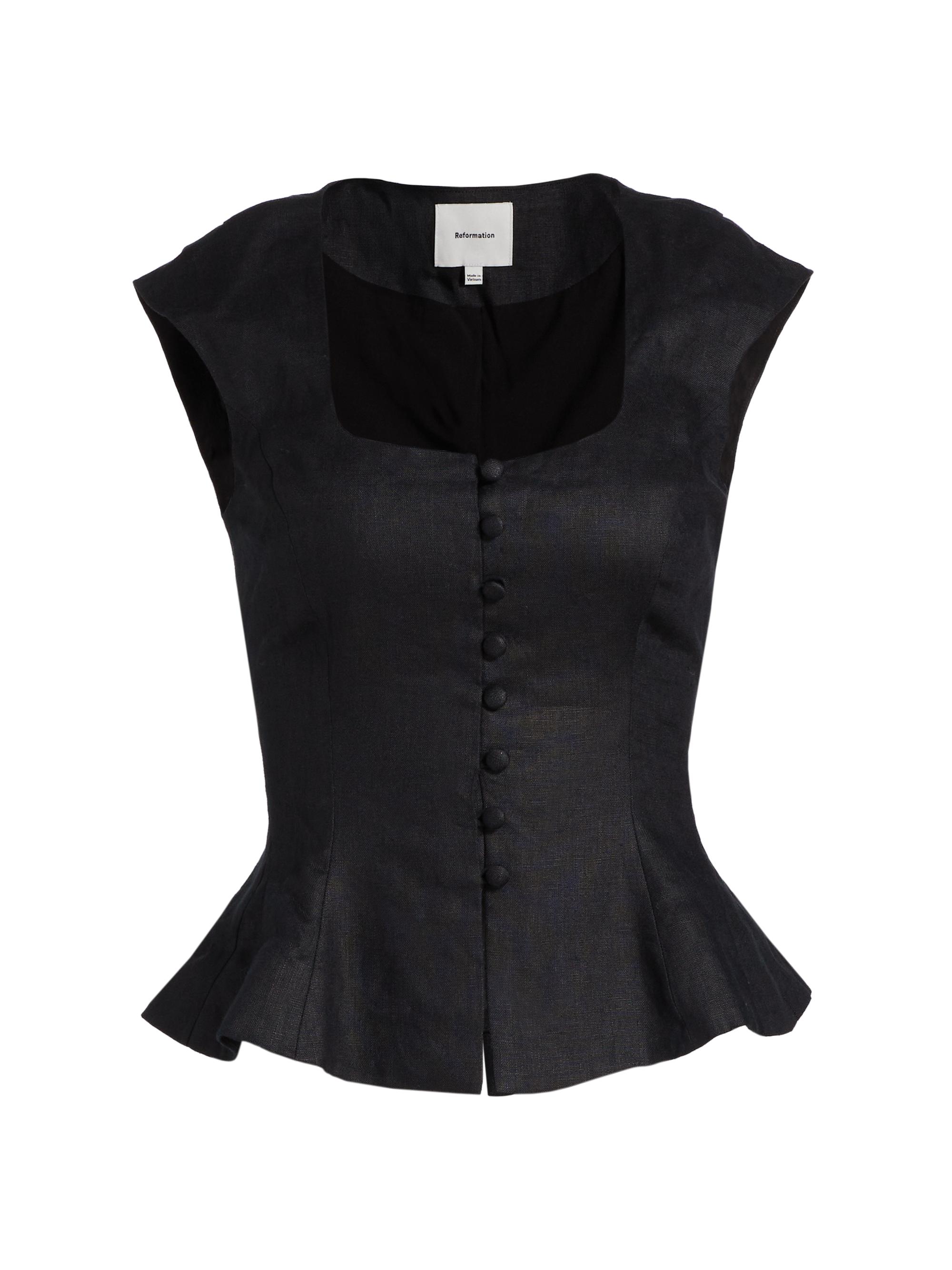 Reformation Women's Paolina Linen Top - Black