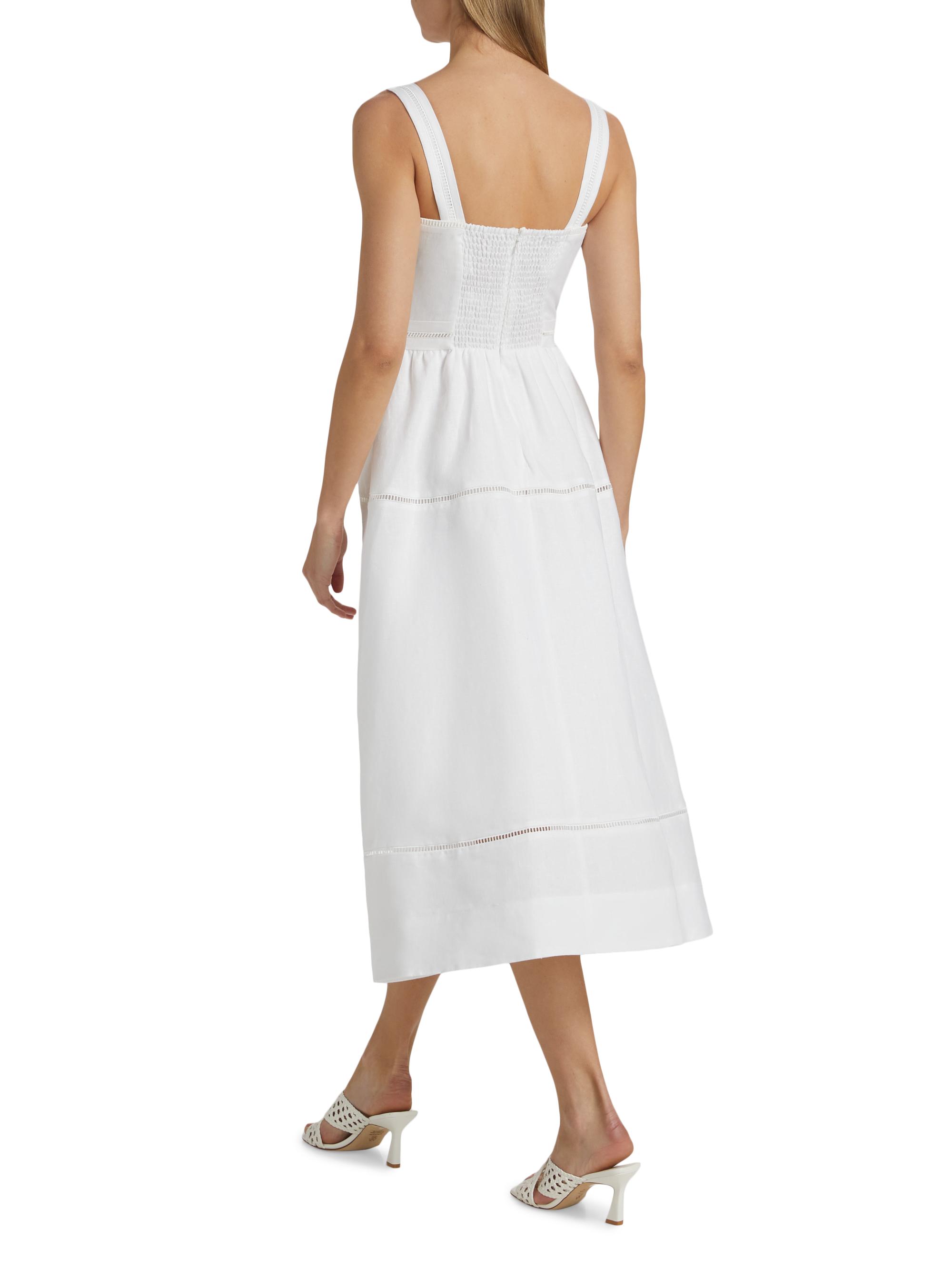 Reformation Everett Linen Ladder-Trim Midi-Dress | Saks Fifth Avenue