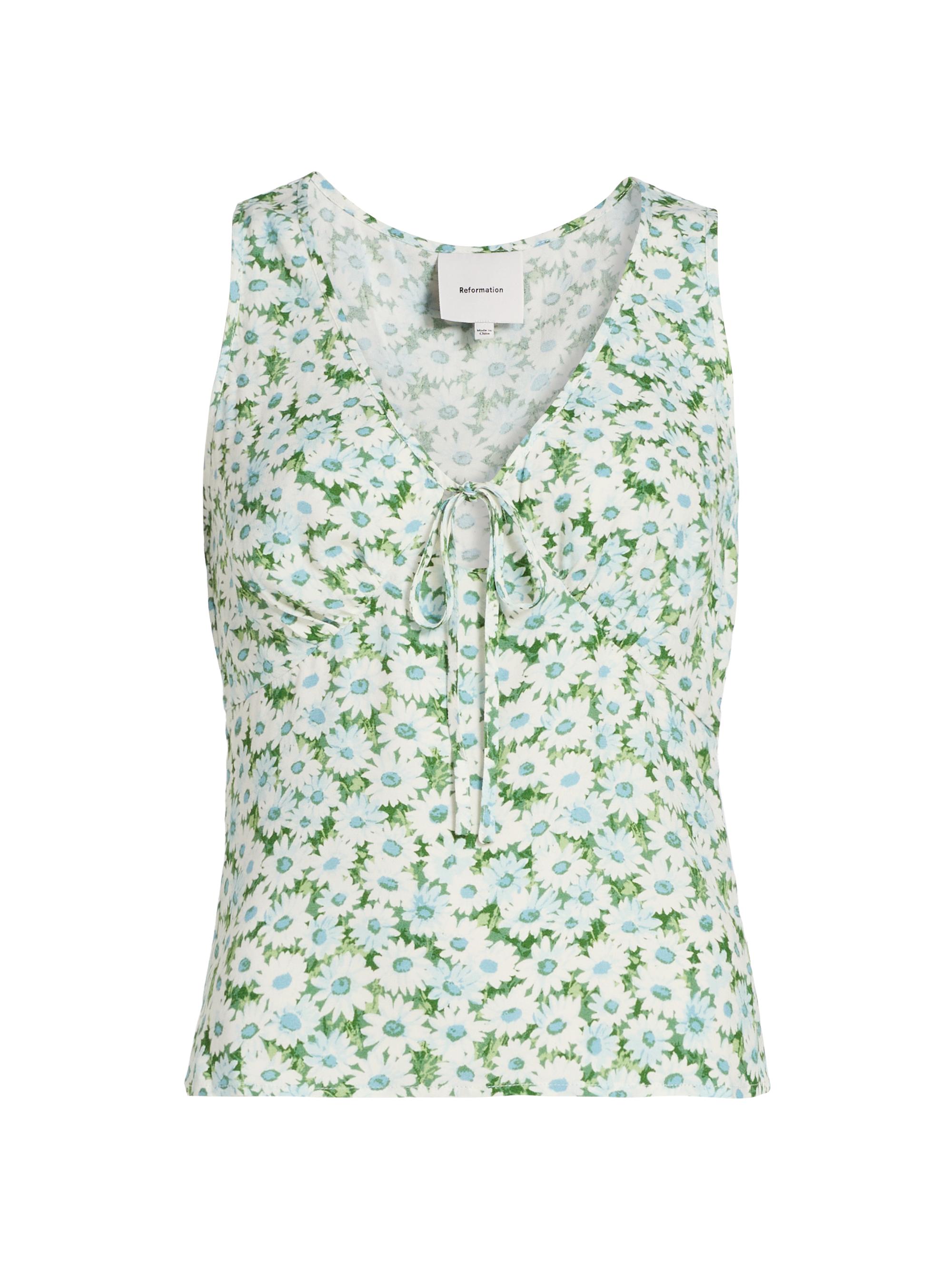 Reformation Women's Miri Floral Tie-Front Top - Daisy Meadow