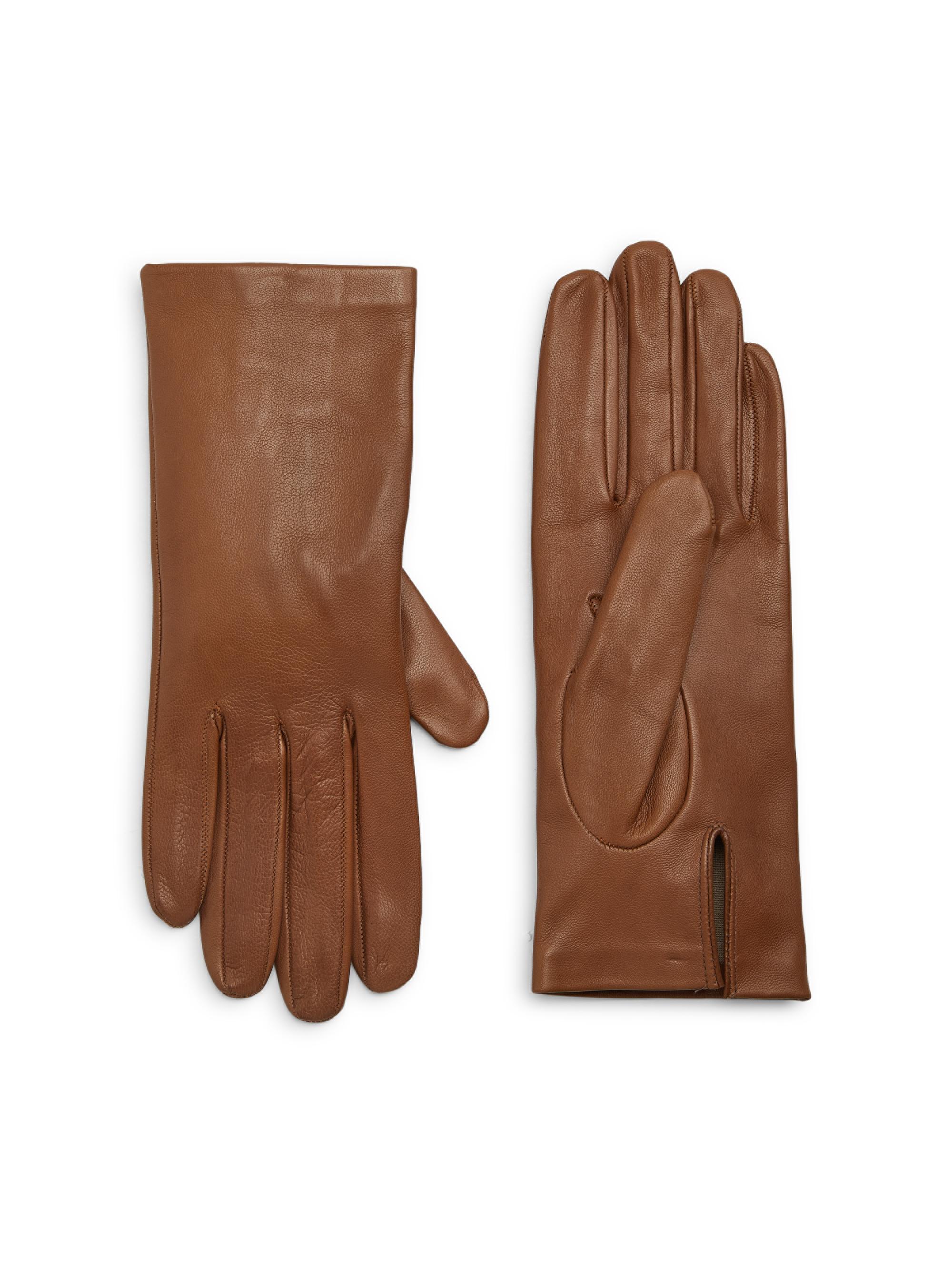 Carolina Amato Touch Tech Classic Leather Gloves | Saks