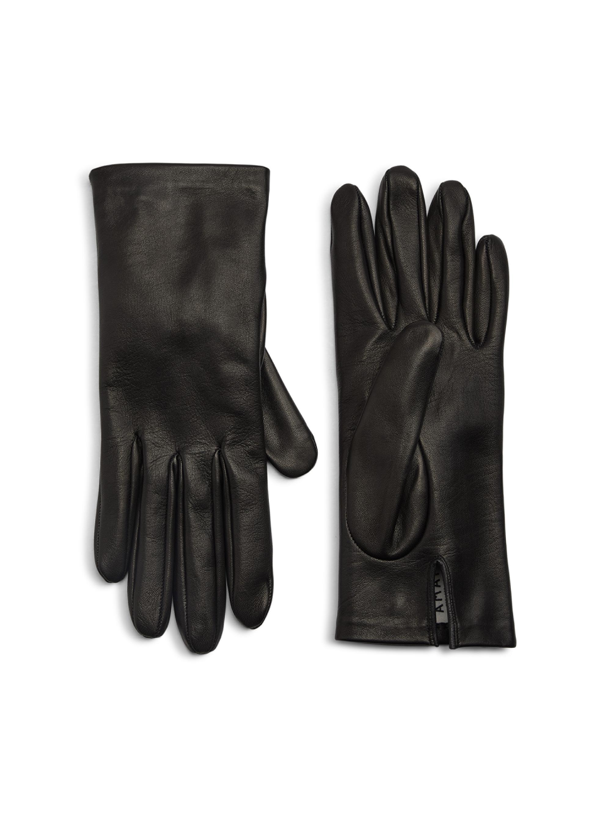 Burberry Rib-Cuff Leather Gloves | Saks Fifth Avenue