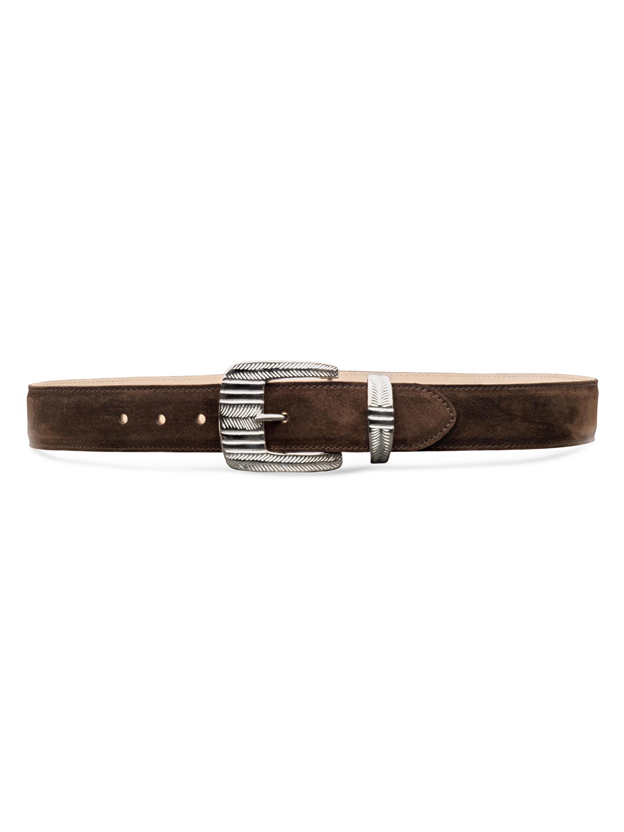 L'AGENCE Women's Aya Suede Belt - Chocolate