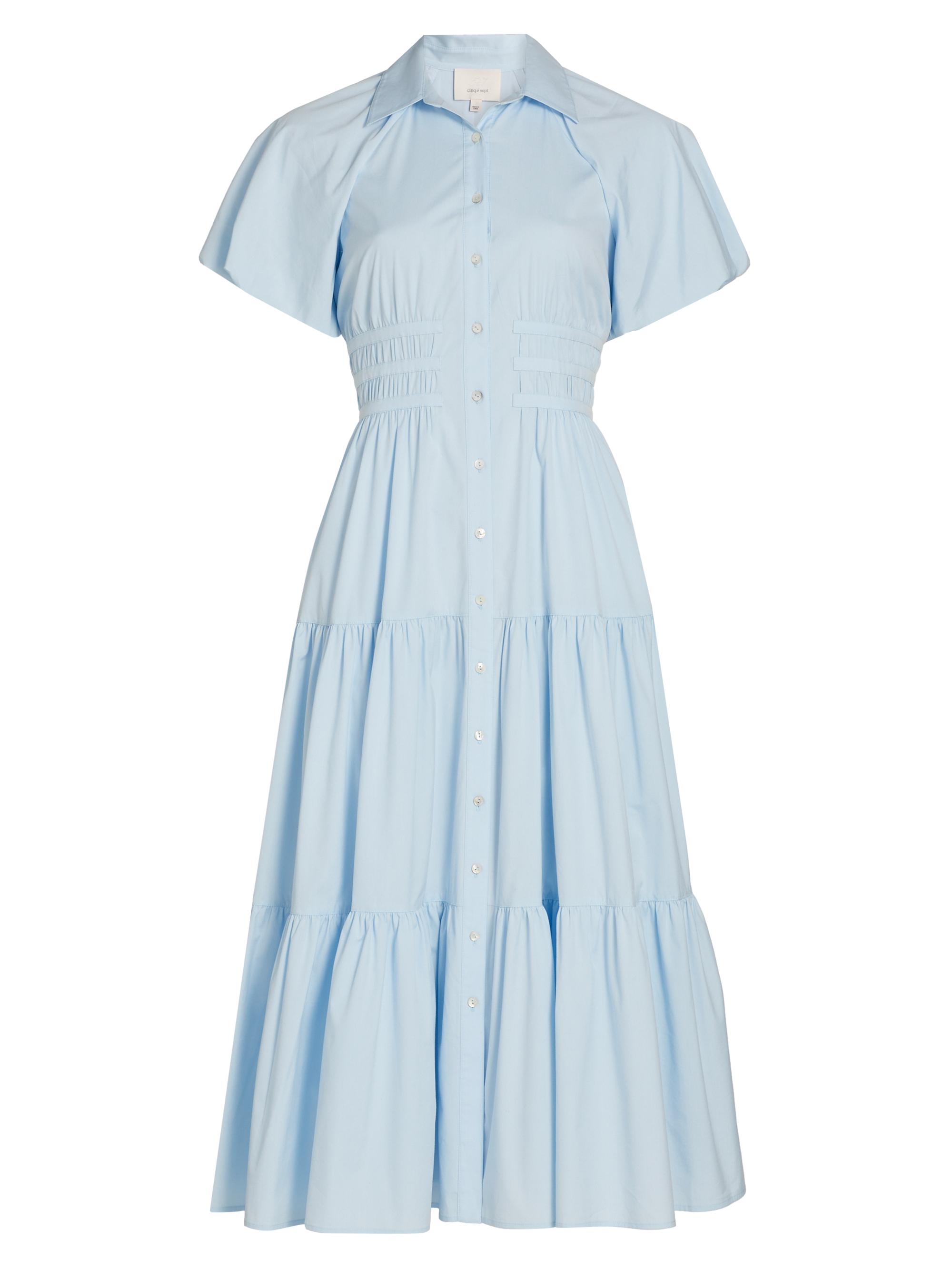 Cinq à Sept Women's Maggio Stretch Cotton Midi-Shirtdress - Whispering Sky