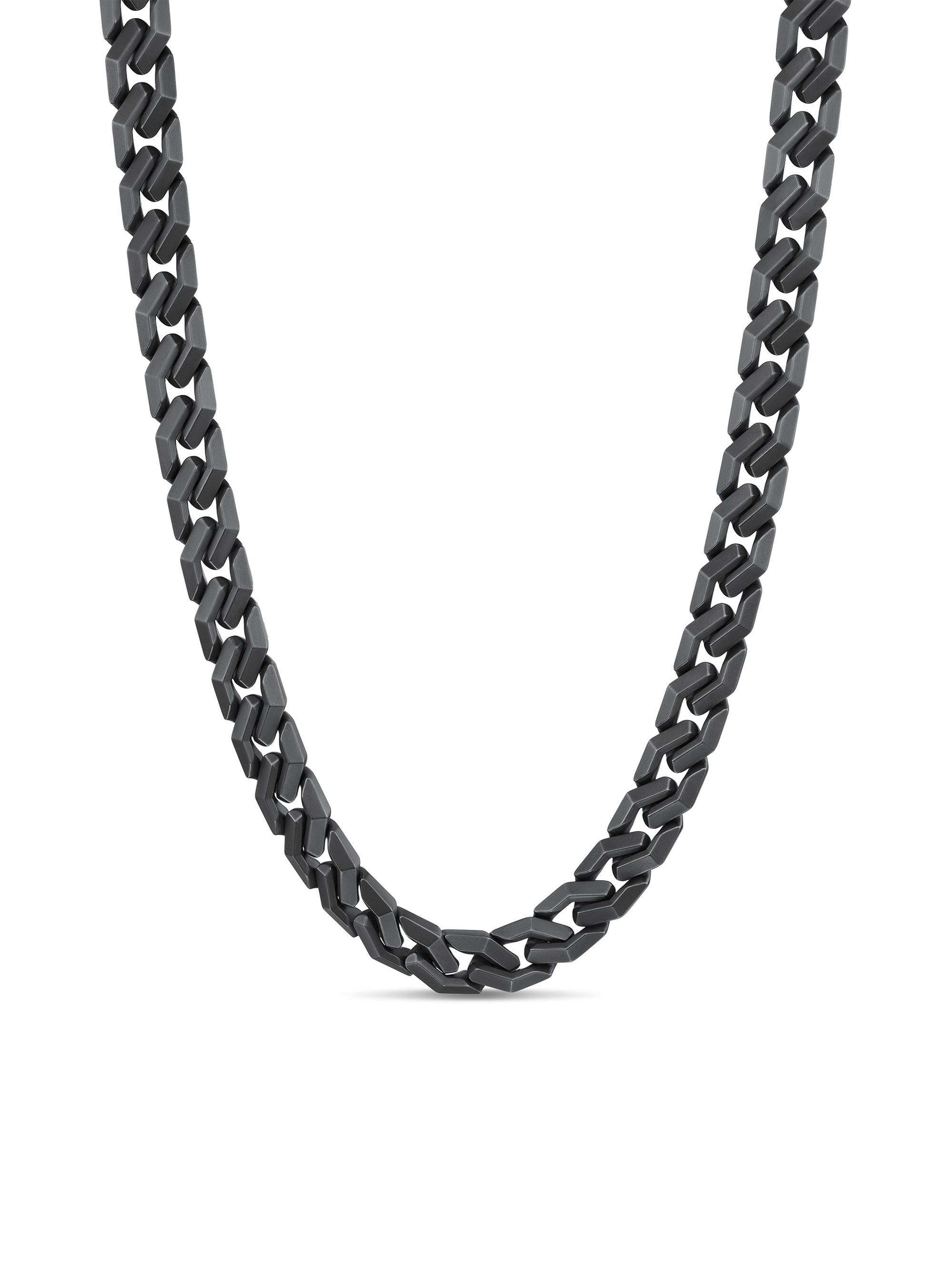 David Yurman Men's Curb Chain Angular Link Necklace in Black Titanium, 11.5MM - Black