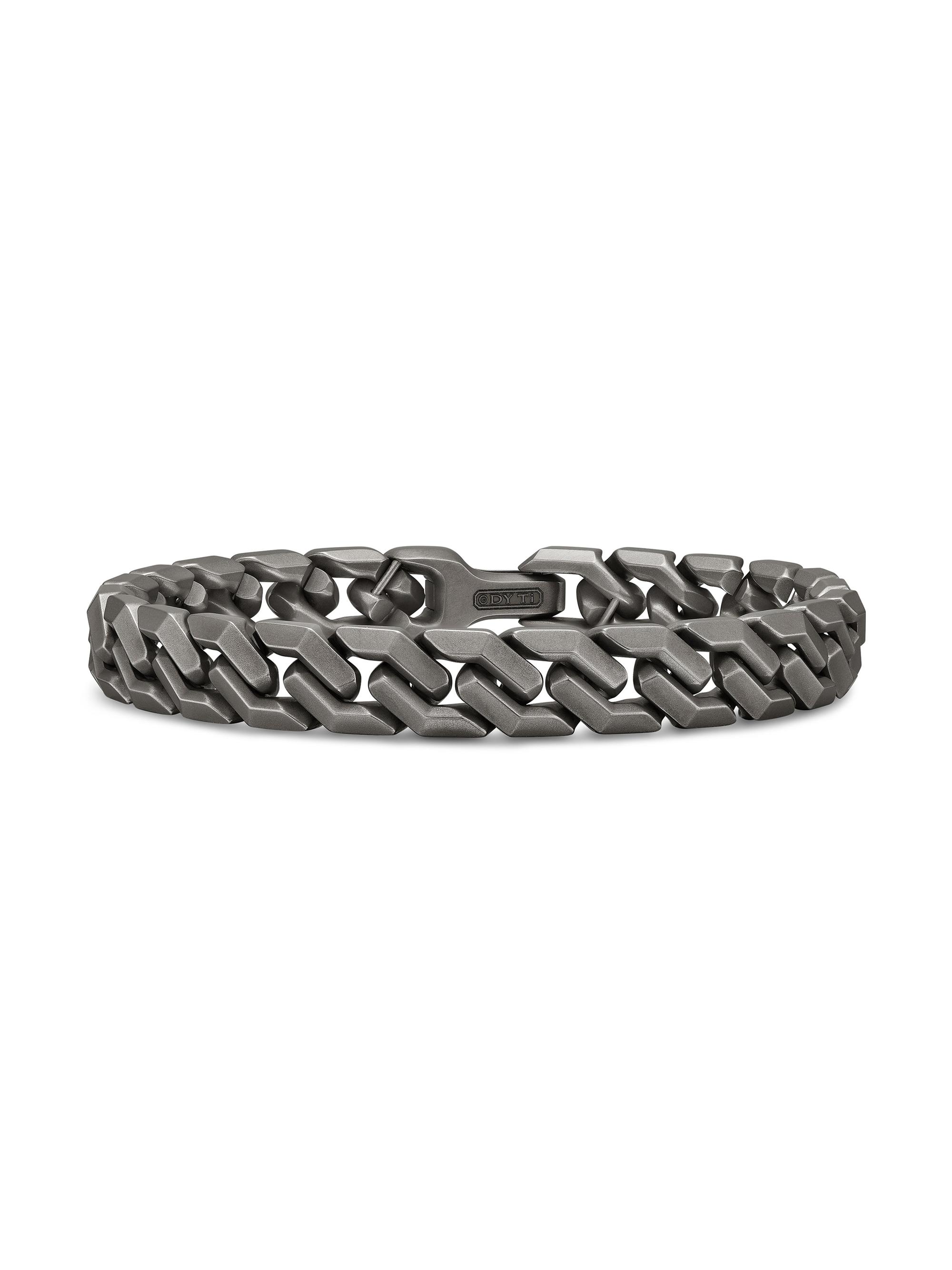 David Yurman Men's Curb Chain Angular Link Bracelet in Titanium, 8.7MM - Silver