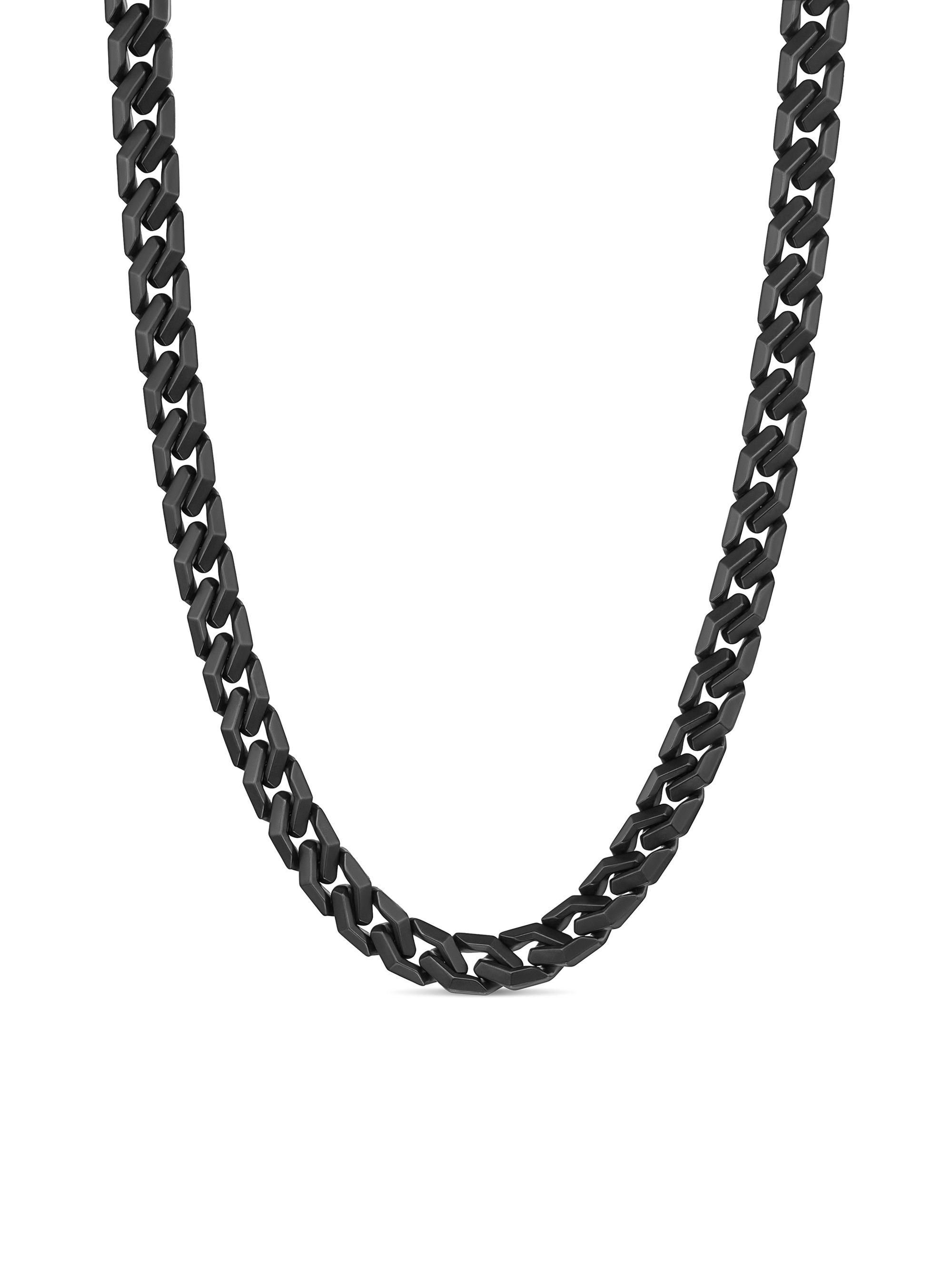 David Yurman Men's Curb Chain Angular Link Necklace in Black Titanium, 8.7MM - Black