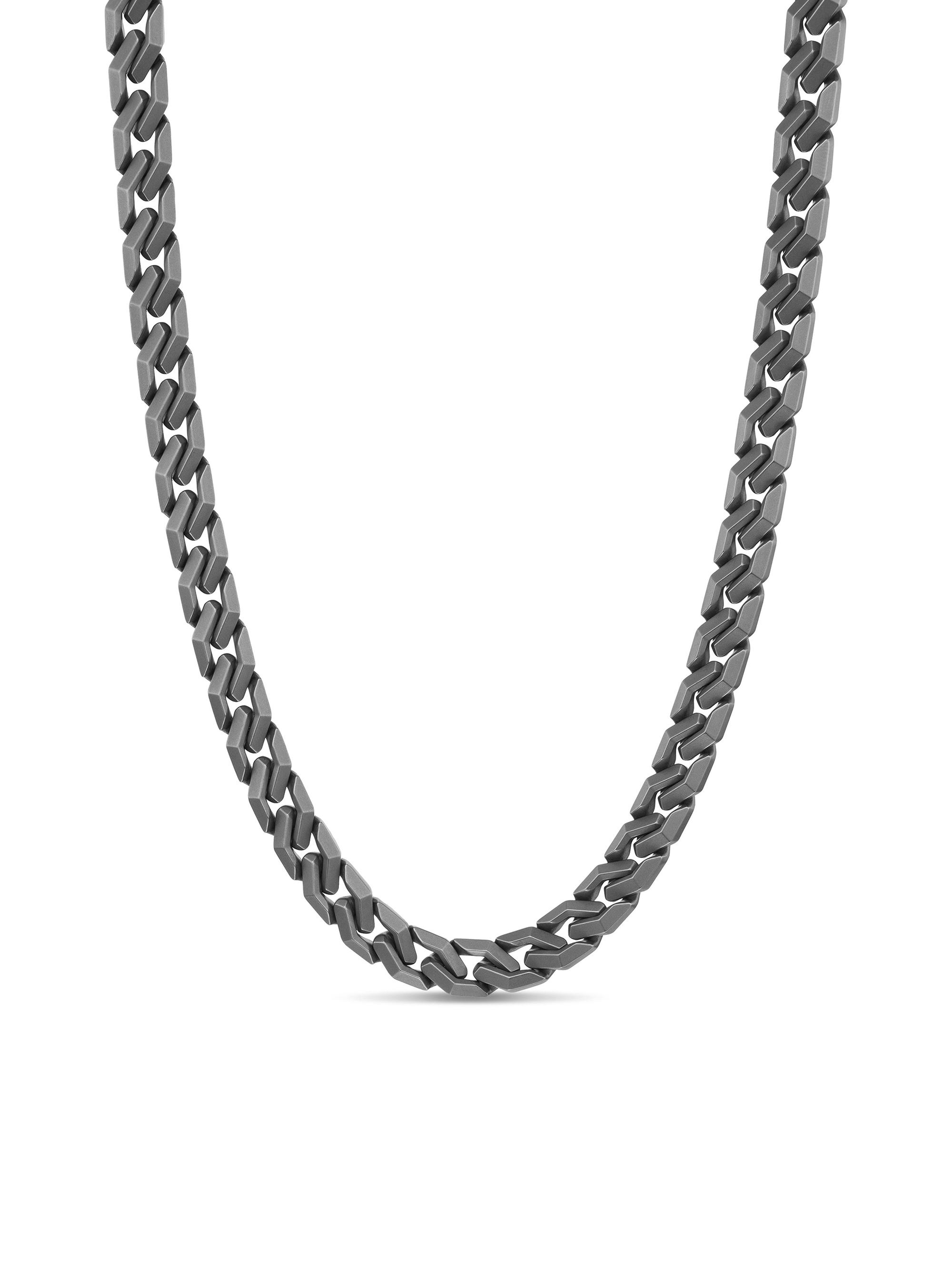 David Yurman Men's Curb Chain Angular Link Necklace in Titanium, 8.7MM - Silver