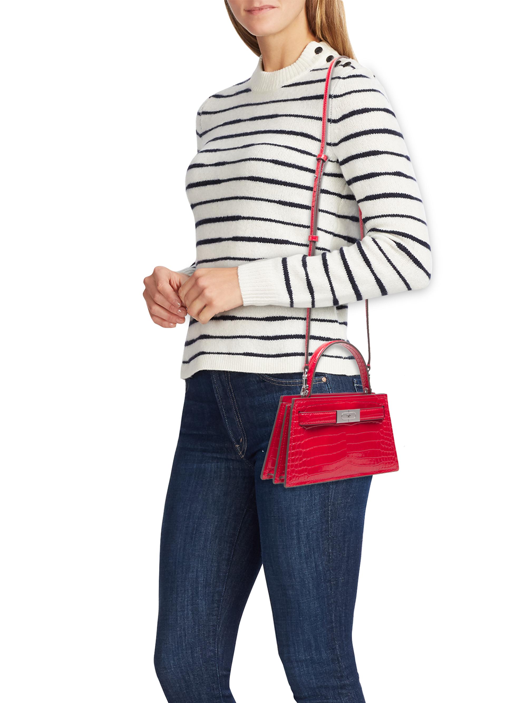 Tory Burch Petite Lee Radziwill Croc-Embossed Leather Bag | Saks