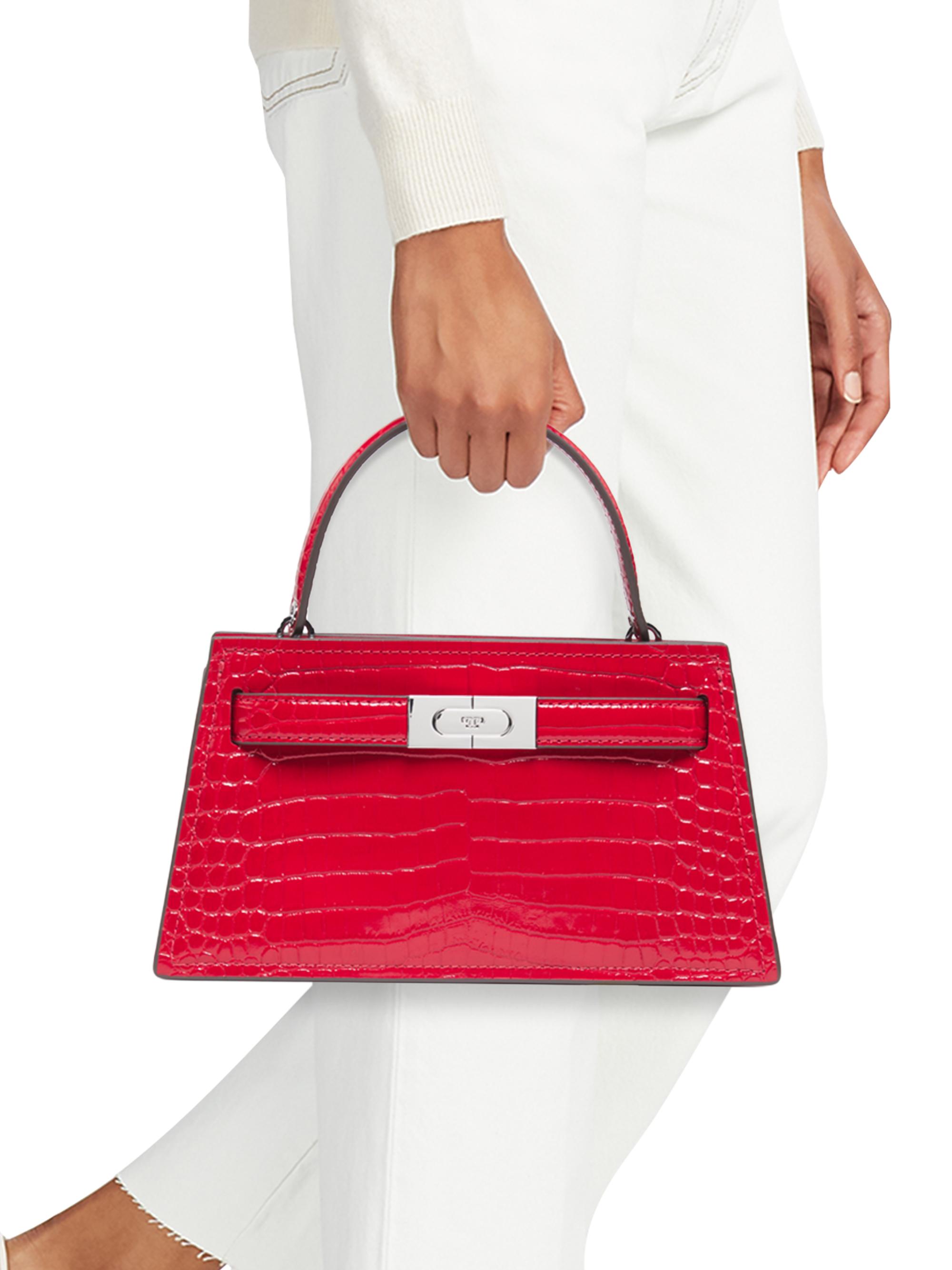 Tory Burch Petite Lee Radziwill Croc-Embossed Leather Bag | Saks