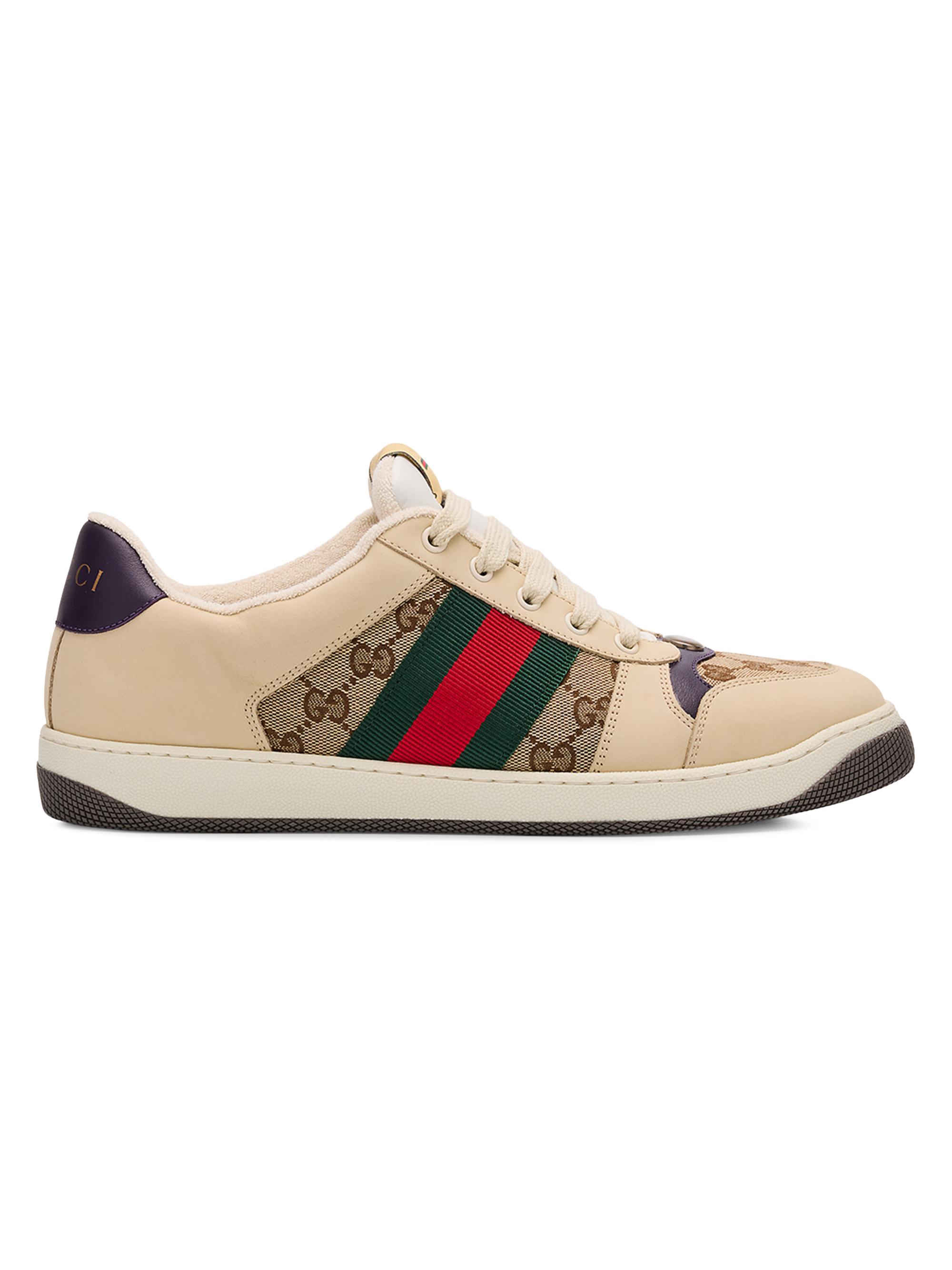 Gucci Men's Screener GG Canvas & Leather Low-Top Sneakers - Beige