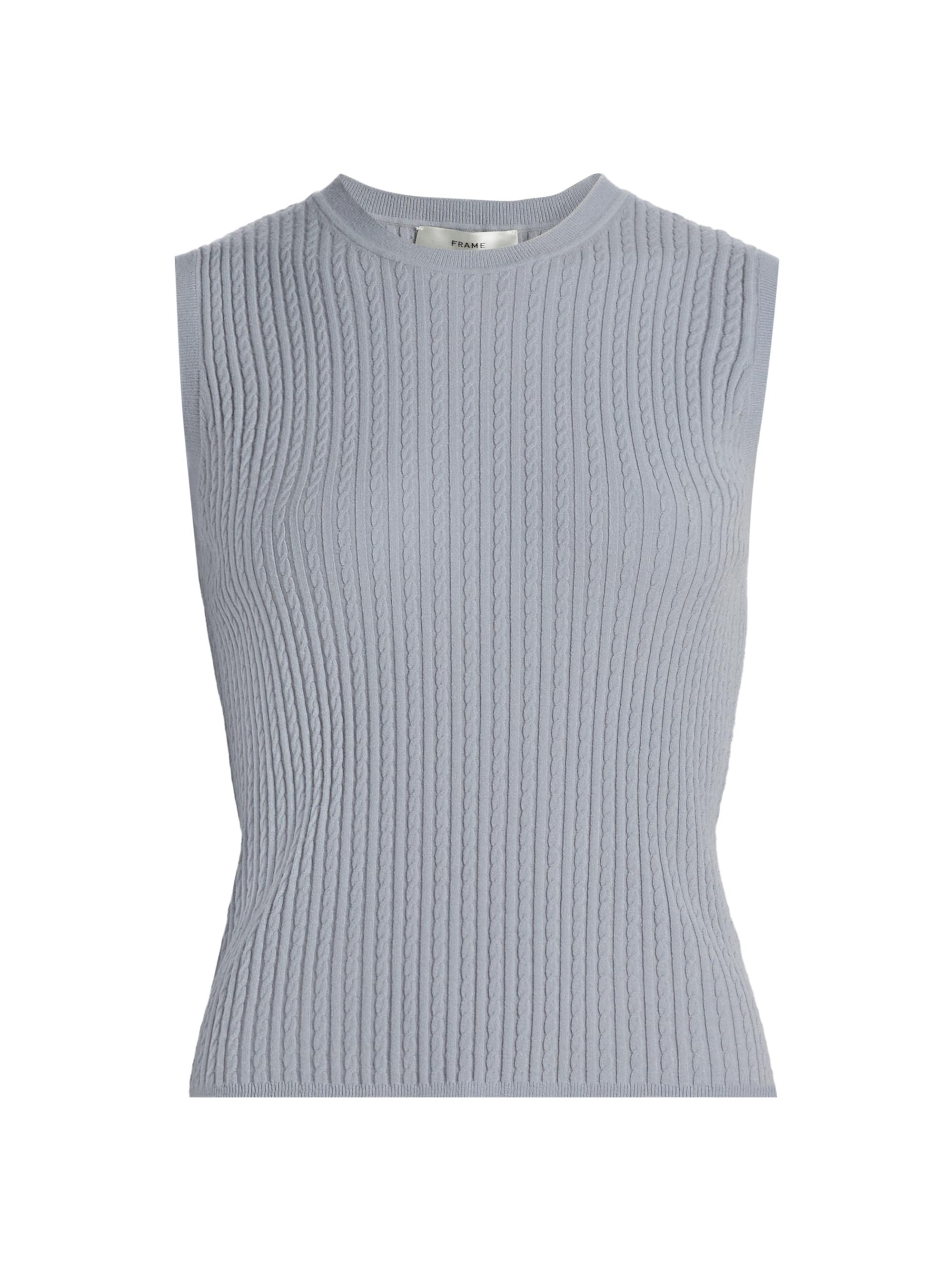 FRAME Women's Cable-Knit Tank - Grey Blue
