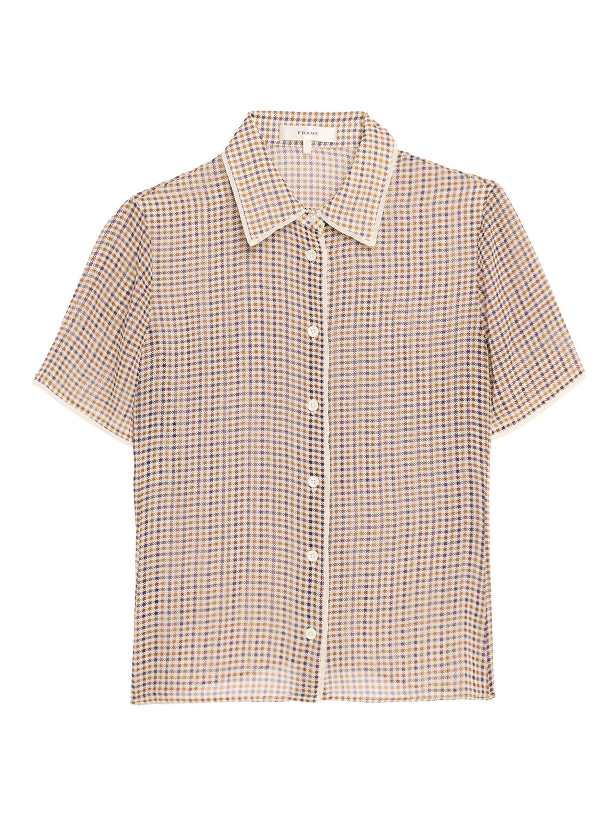 FRAME Women's Houndstooth Silk Blouse - Houndstooth