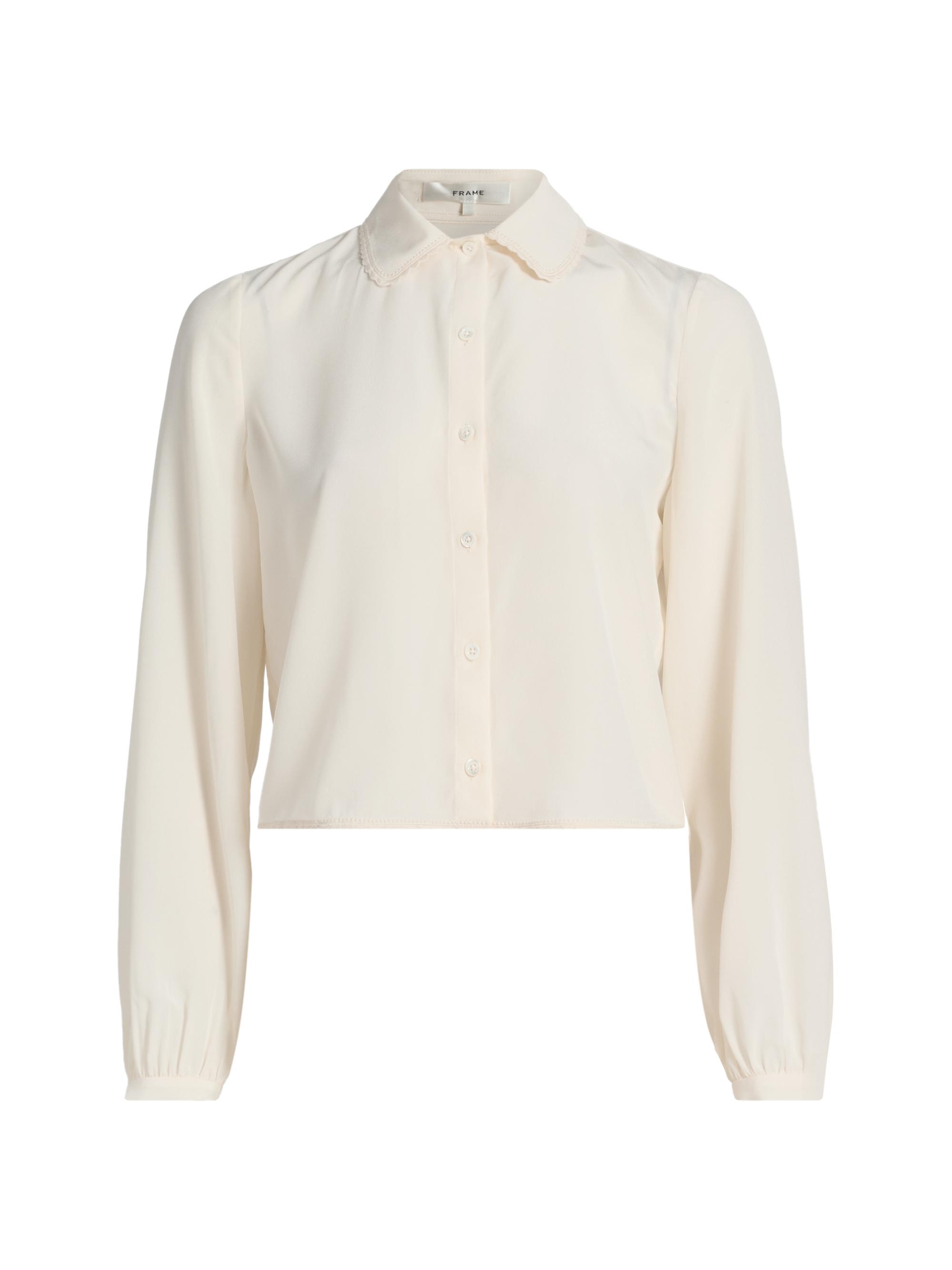 FRAME Women's Prim Silk Button-Front Blouse - Cream