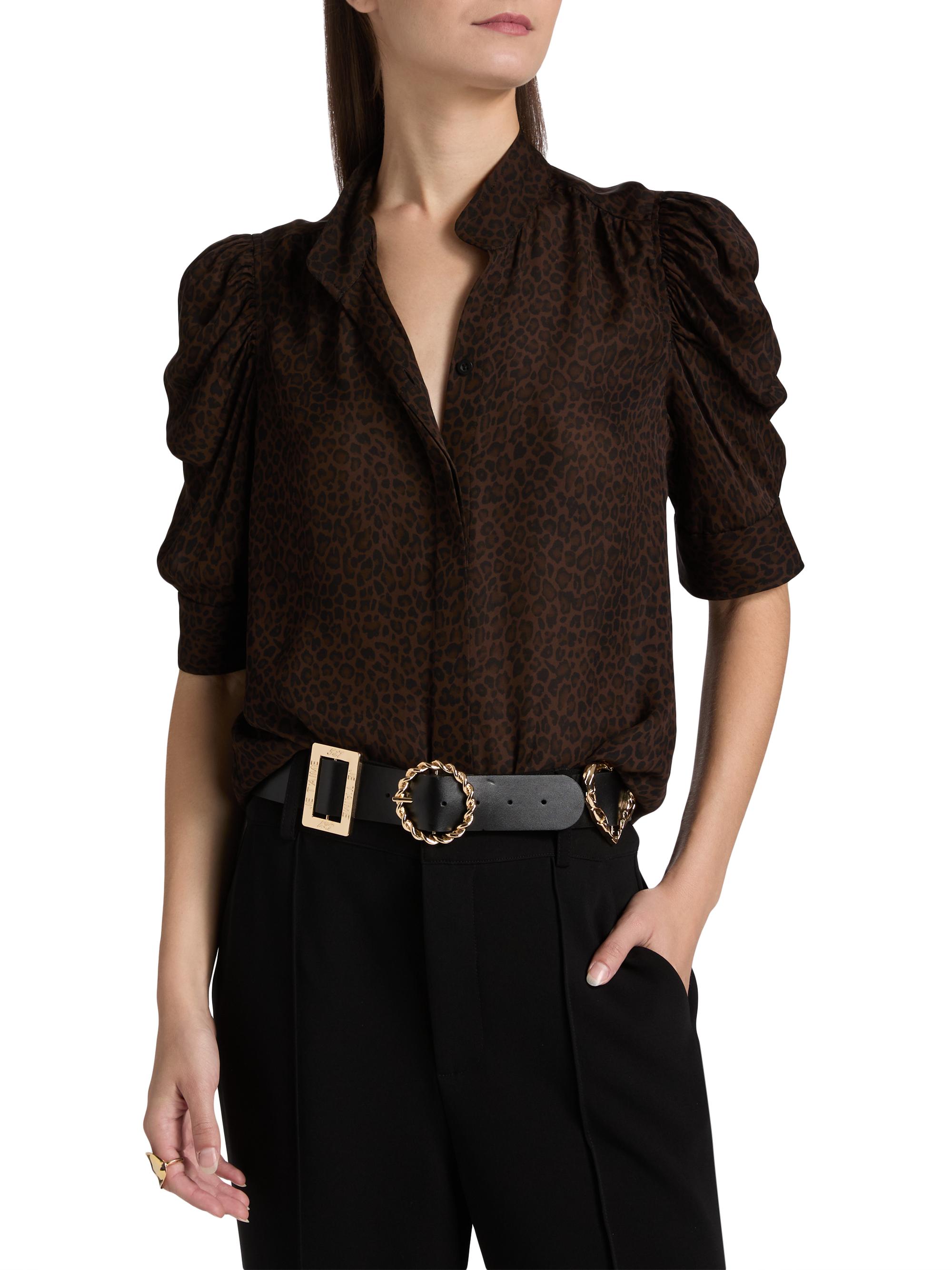 Frame Gillian Leopard Silk Top | Saks Fifth Avenue
