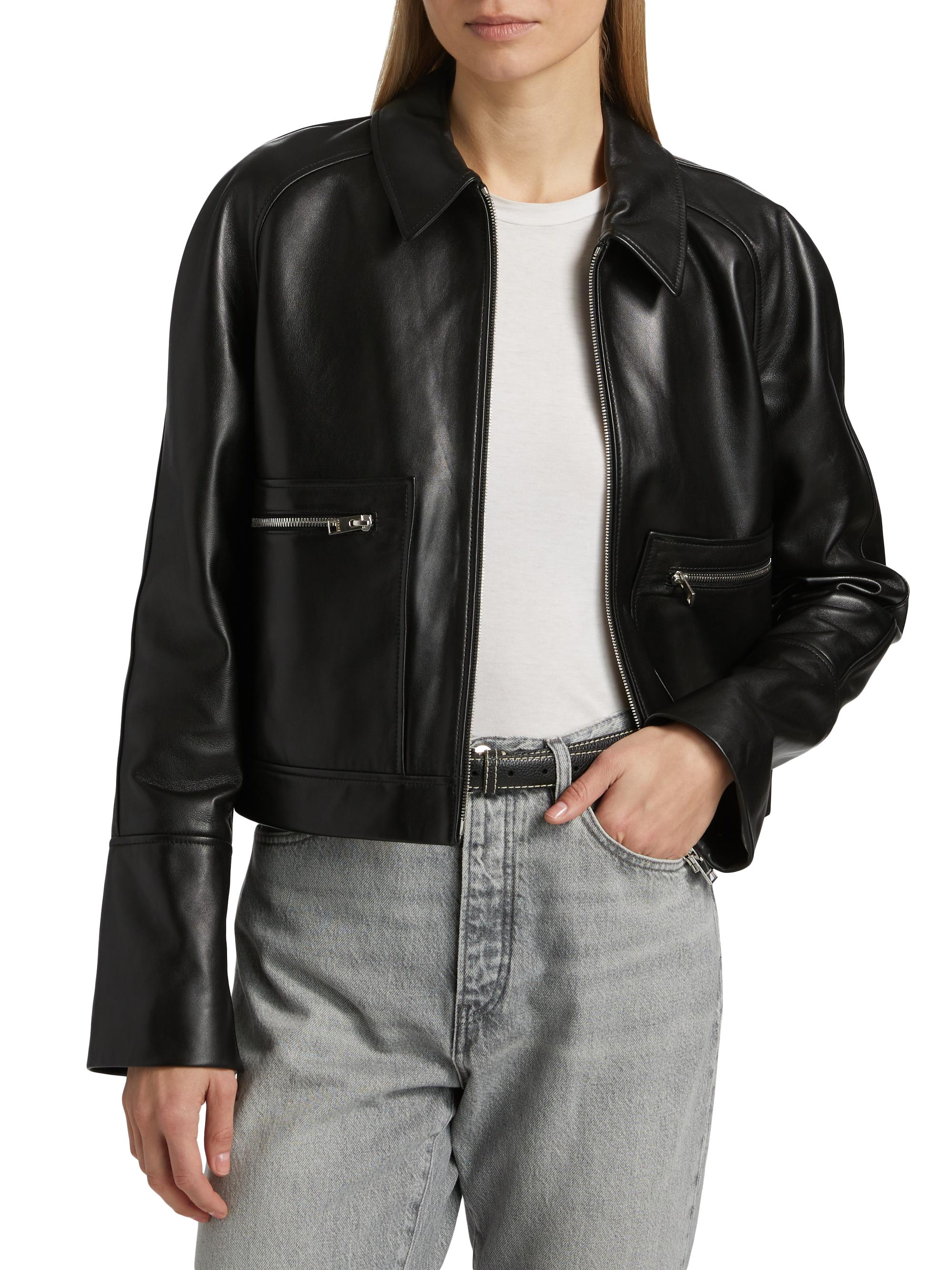 FRAME Zip-Front Leather Jacket | Saks Fifth Avenue