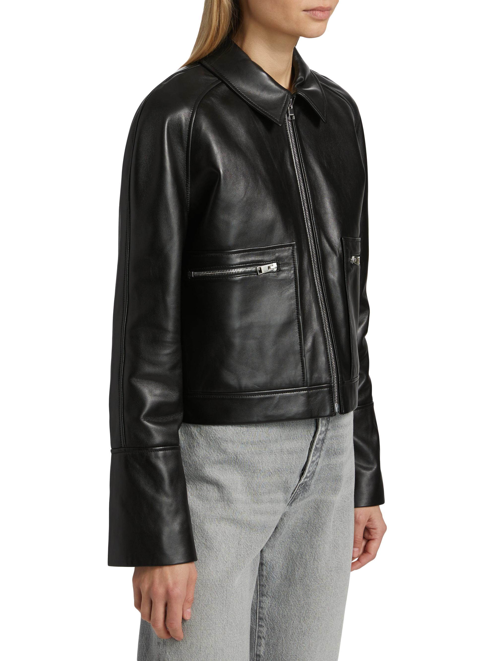 FRAME Zip-Front Leather Jacket | Saks Fifth Avenue