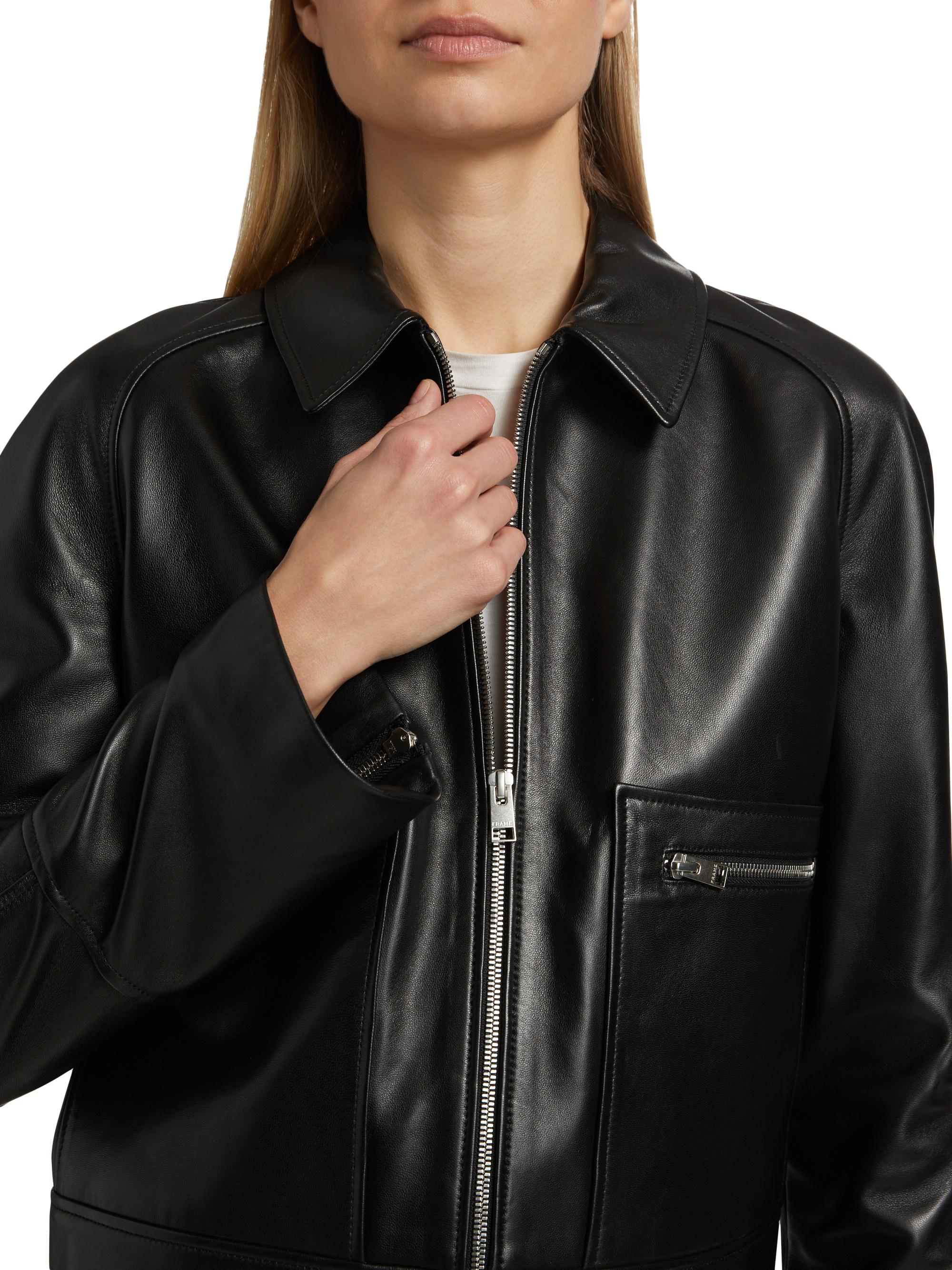 FRAME Zip-Front Leather Jacket | Saks Fifth Avenue