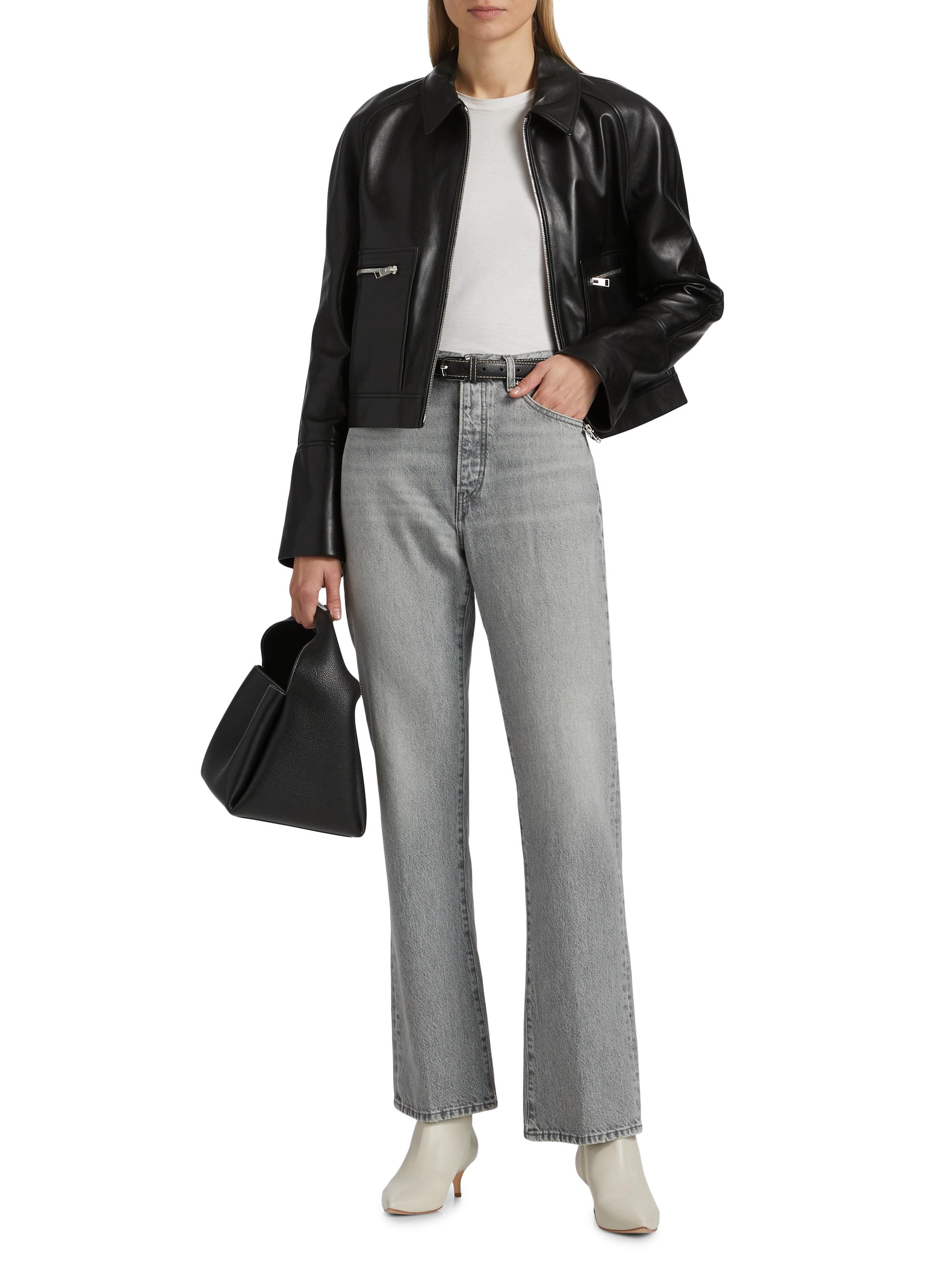 FRAME Zip-Front Leather Jacket | Saks Fifth Avenue