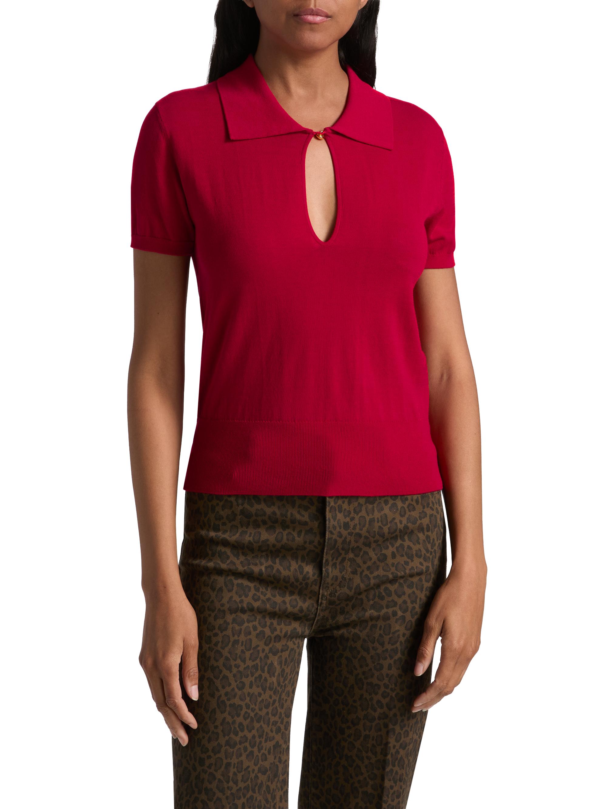 FRAME Keyhole Knit Polo Sweater | Saks Fifth Avenue