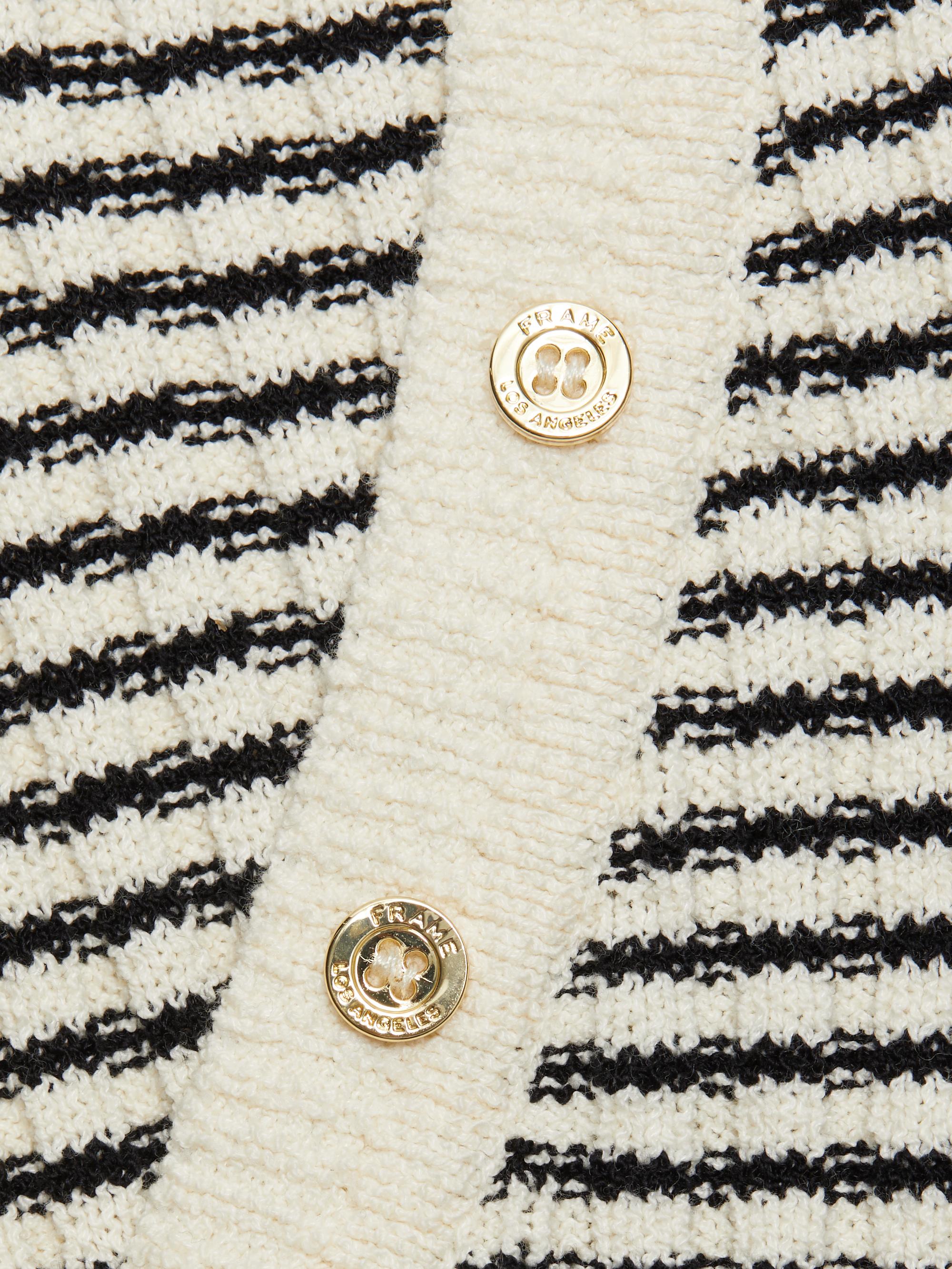 BORDER SLEEVE SWEATER ブラック36 Frame Striped V-Neck Short-Sleeve Sweater | Saks Fifth Avenue