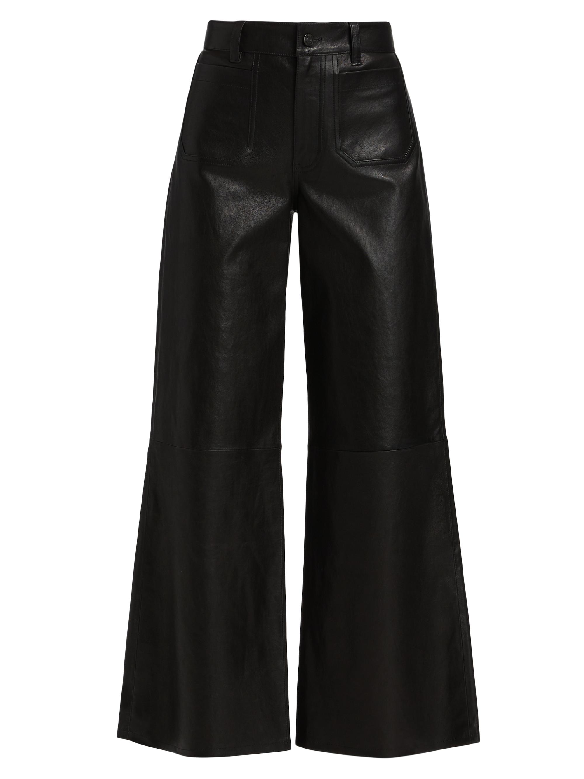 FRAME Women's Le Slim Palazzo Modernist Leather Pants - Black