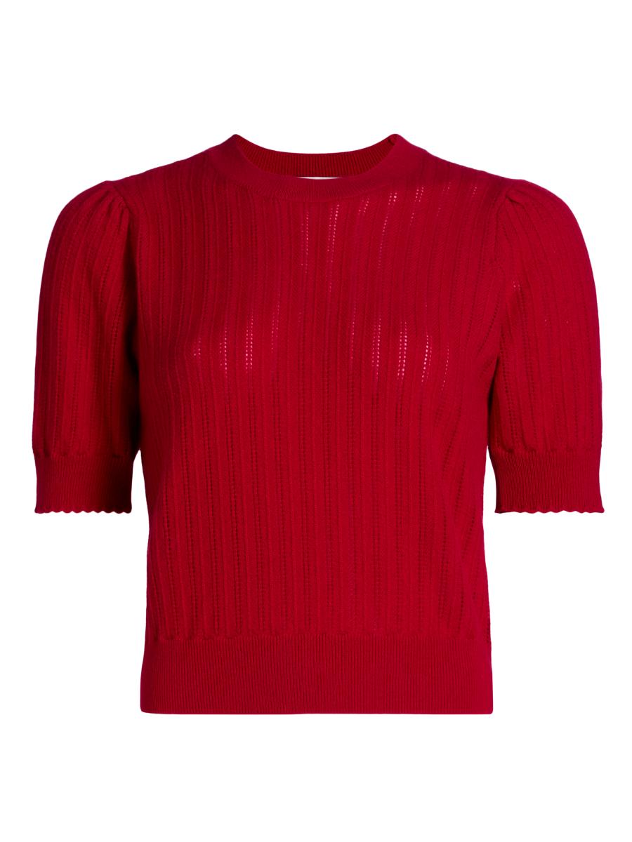 Frame Women's Ladder Pointelle Cashmere Short-sleeve Sweater In Pink