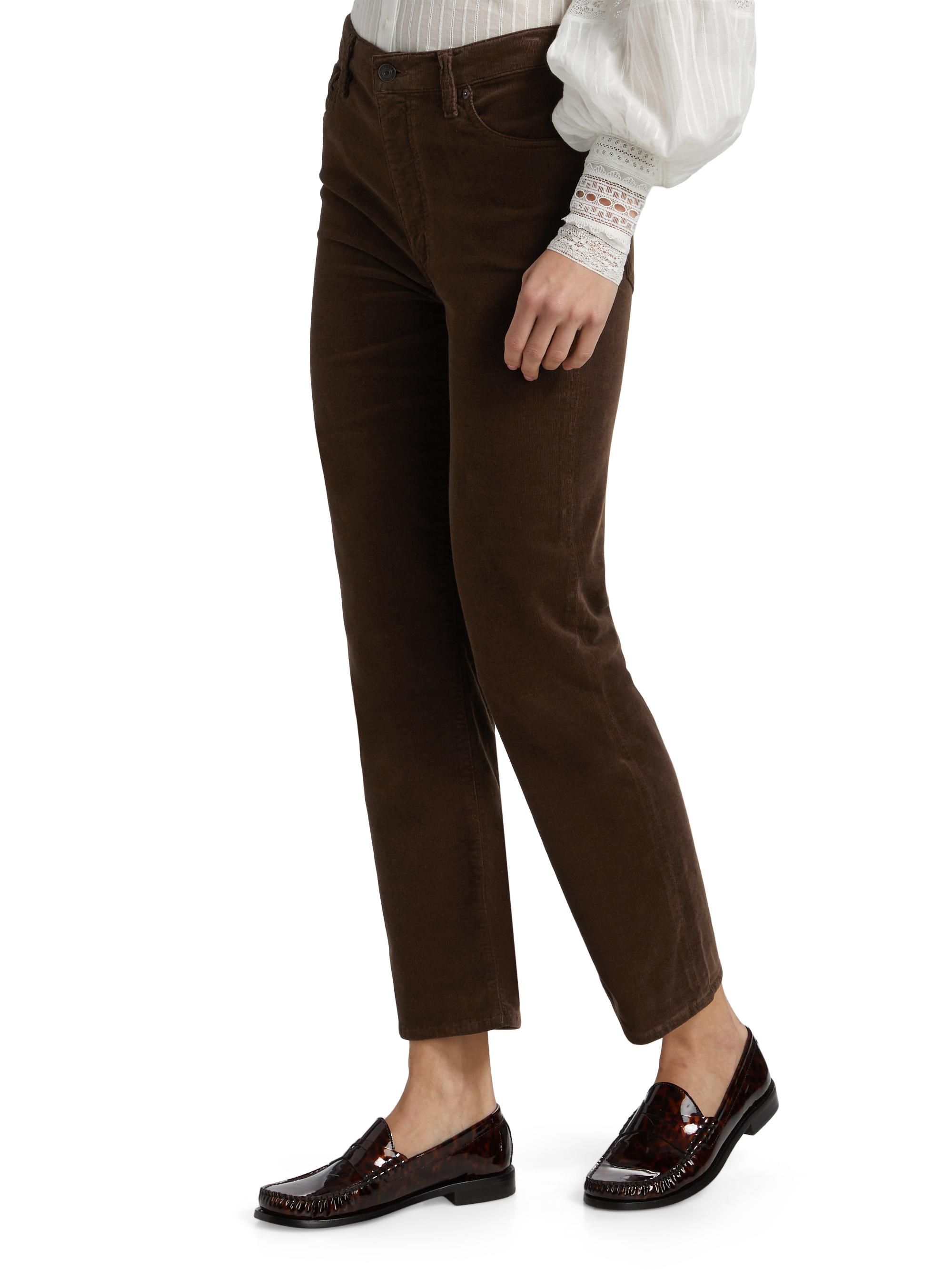 Frame Le Sleek Straight Cotton-Blend Corduroy Pants | Saks