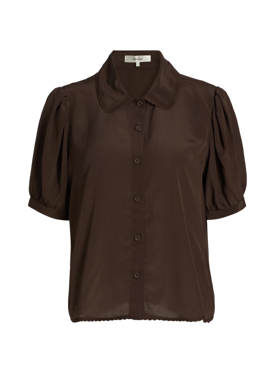 Frame Women's The Silk Prim Blouse In Brown